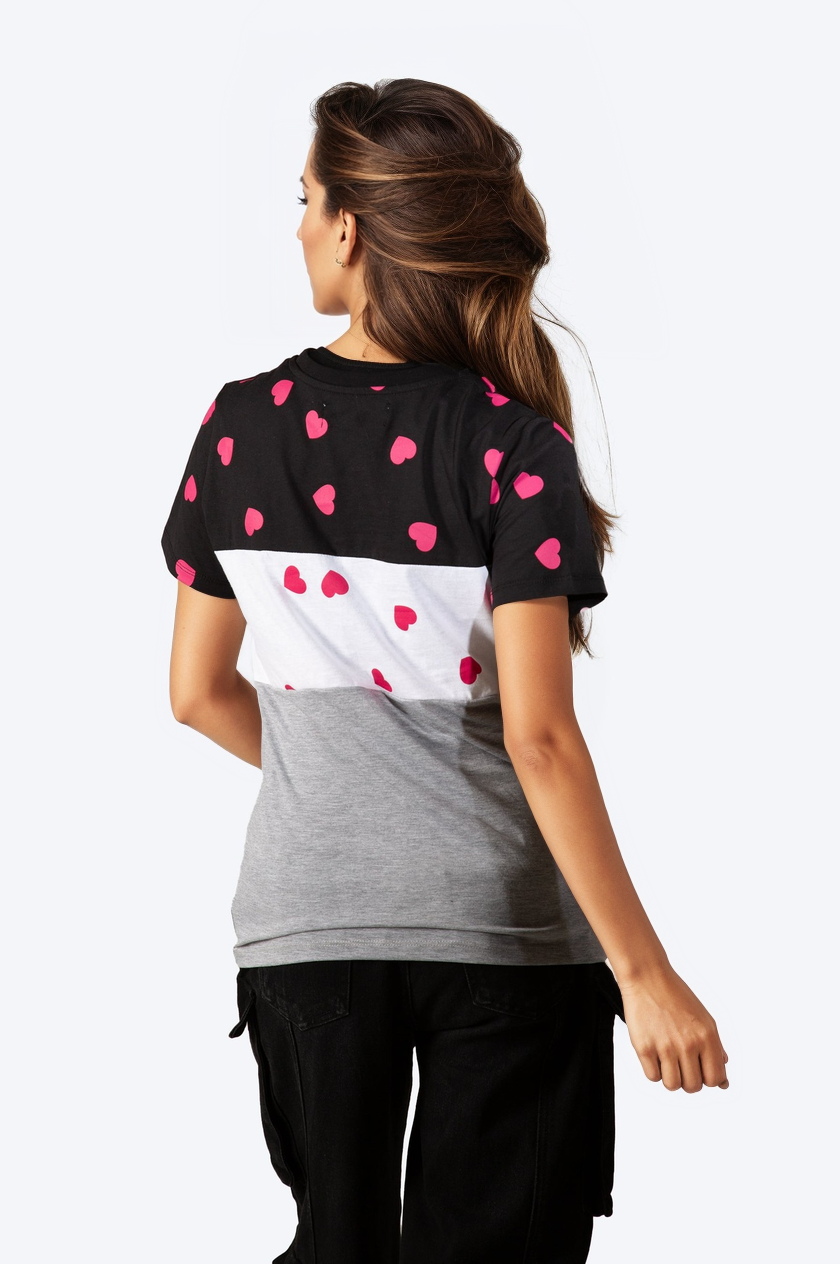 Hype Womens Grey Tri Scatter Heart Scribble T-Shirt