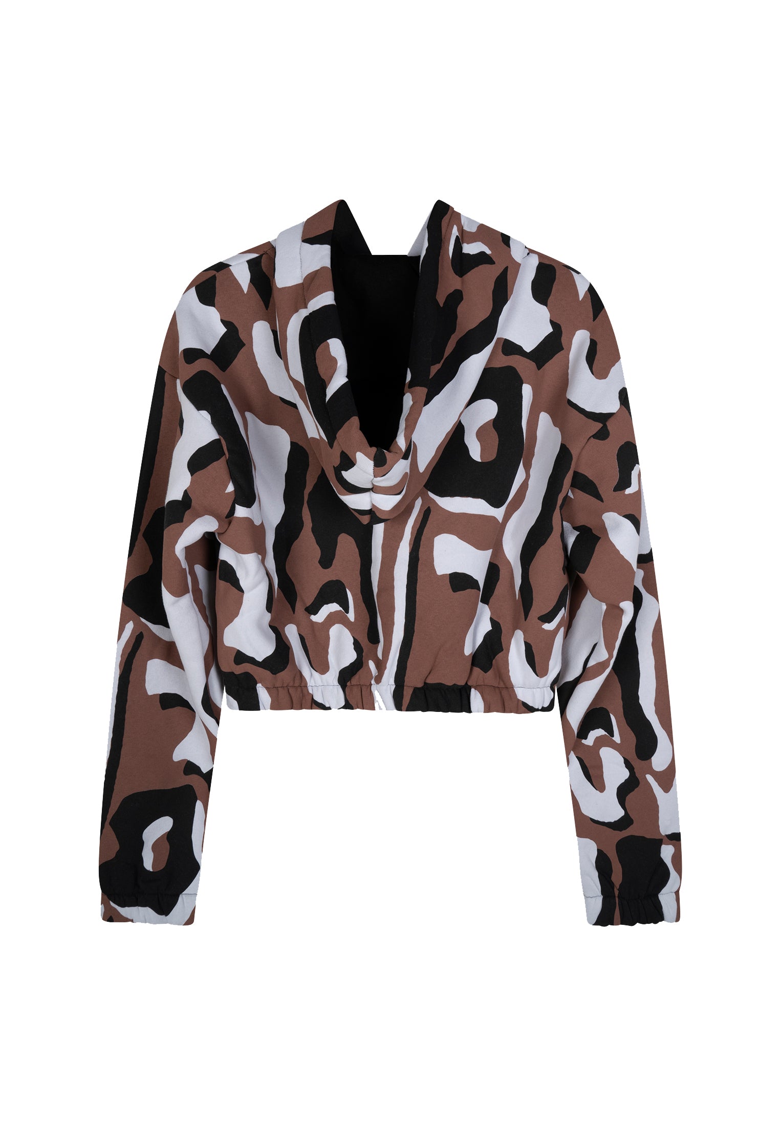 Justhype Womens Multi Onyx Animal Cropped Hoodie