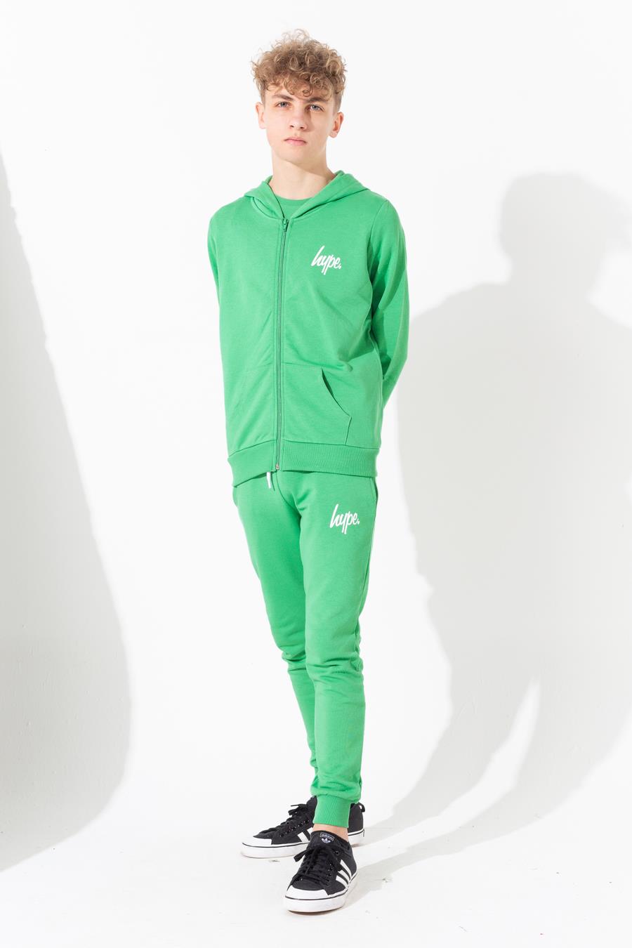 Hype Green Mini Script Kids Zip Hoodie