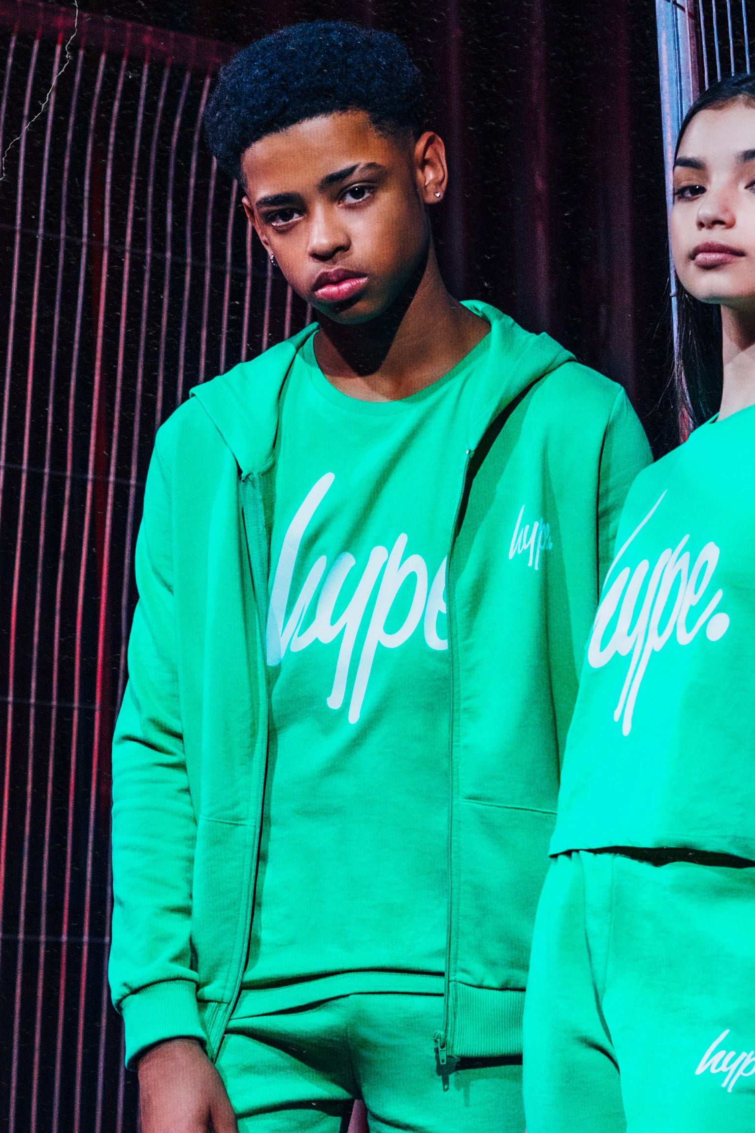 Hype Green Mini Script Kids Zip Hoodie