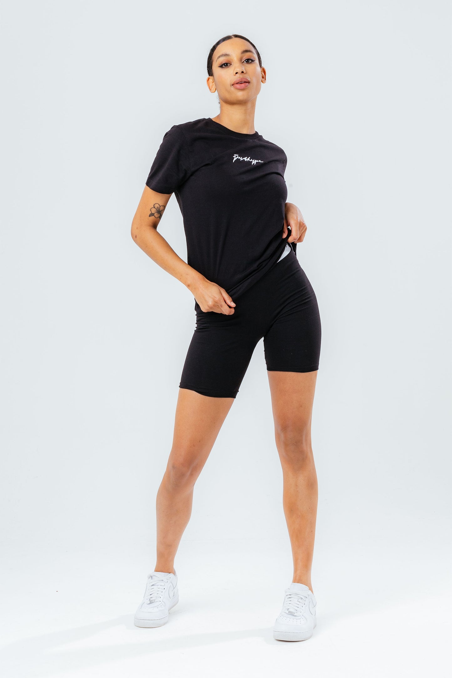 Hype Black Scribble Women'S T-Shirt & Shorts Set