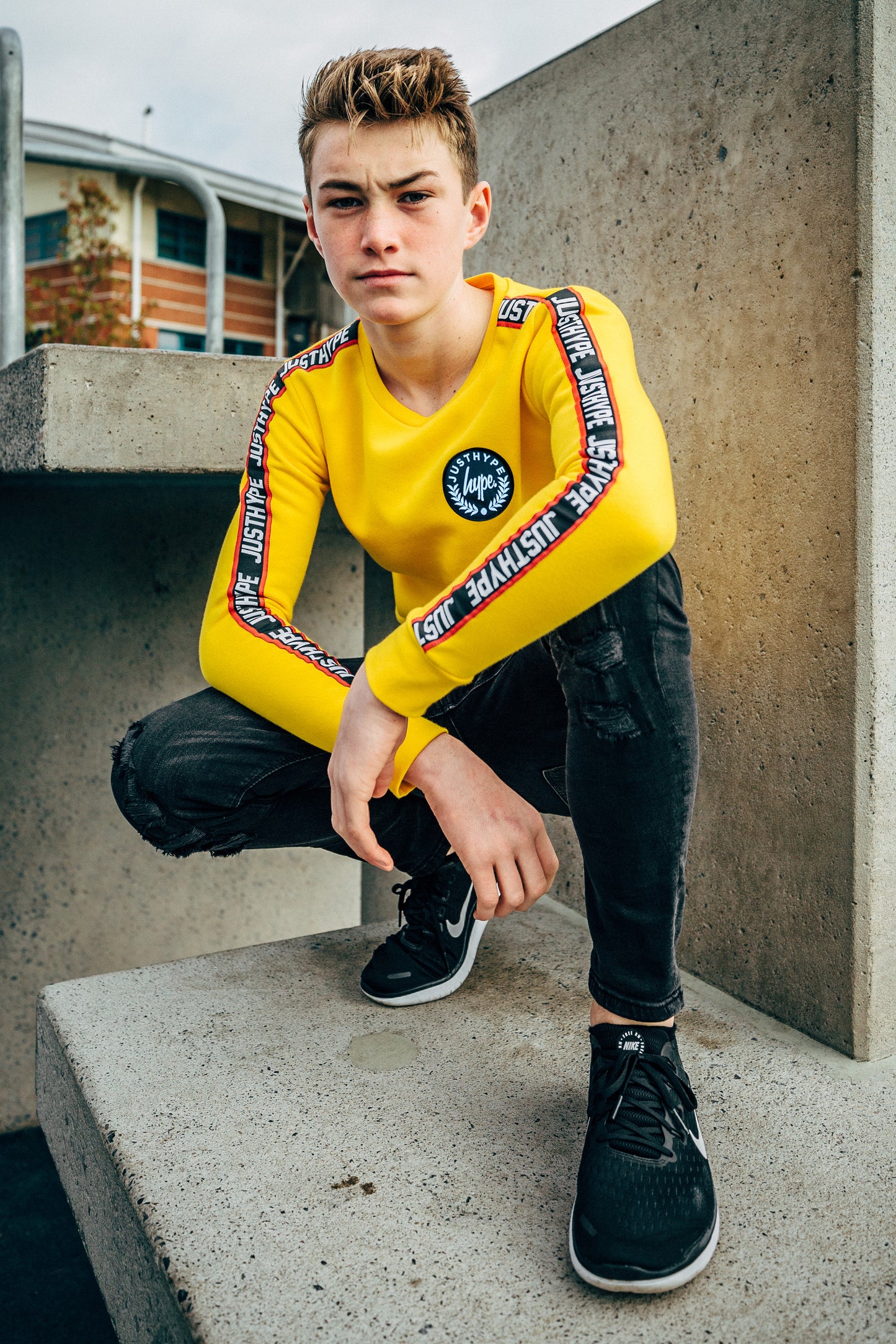 Hype Yellow Taylor Tape Kids Crew Neck