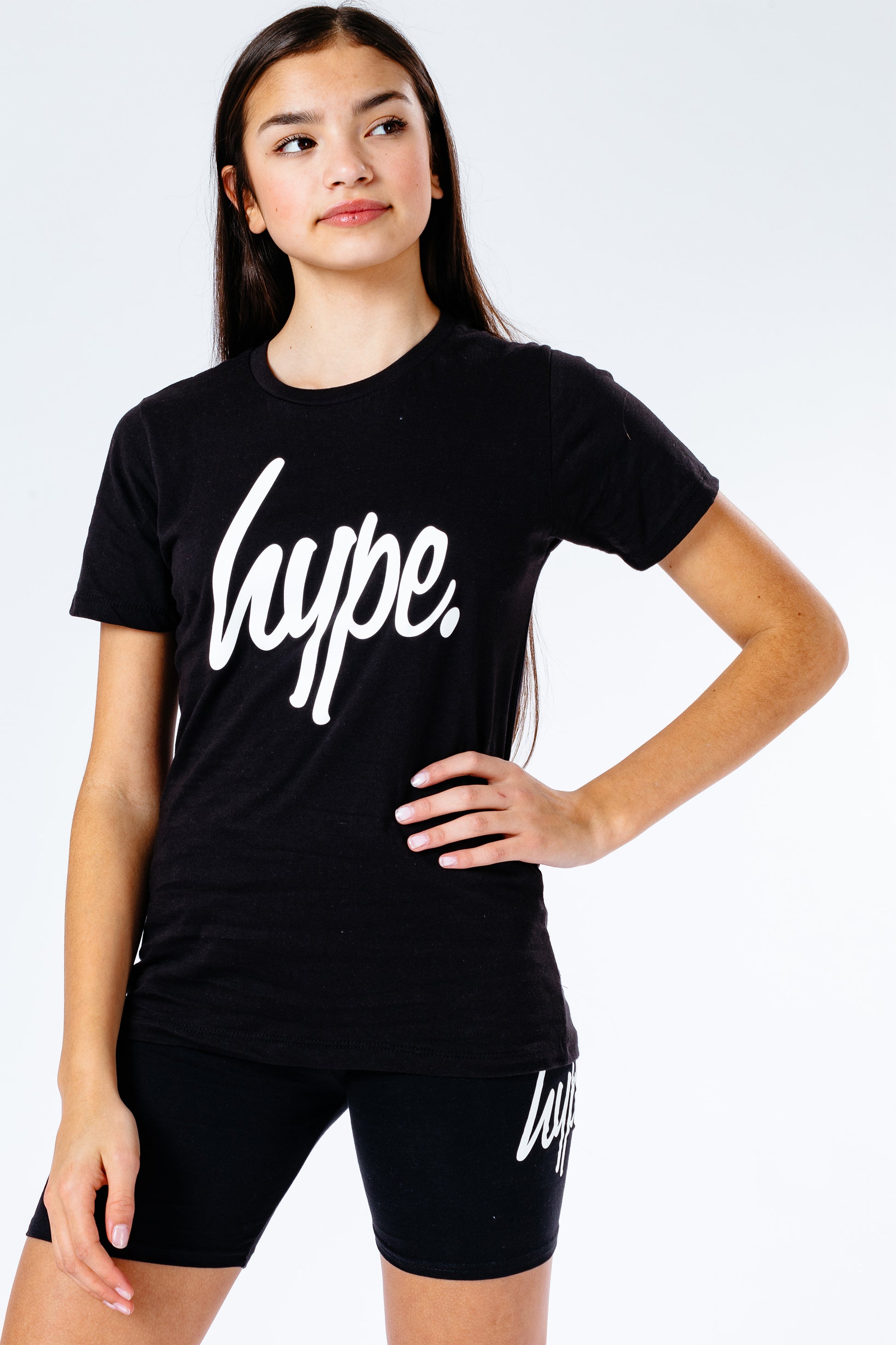 Hype Black Kids T-Shirt & Cycle Shorts Set