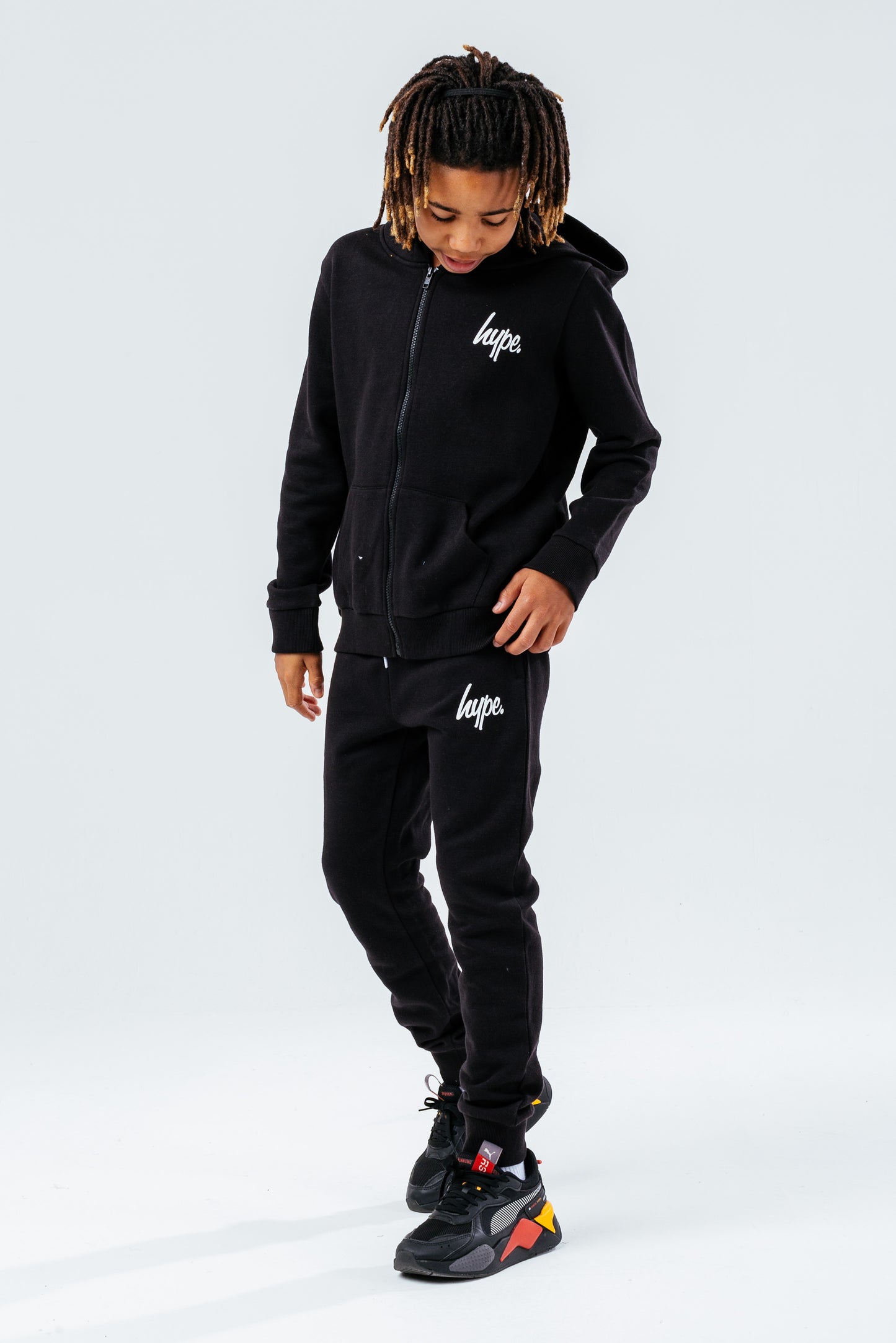 Hype Black Zip Through Hoodie Boys Tracksuit Set