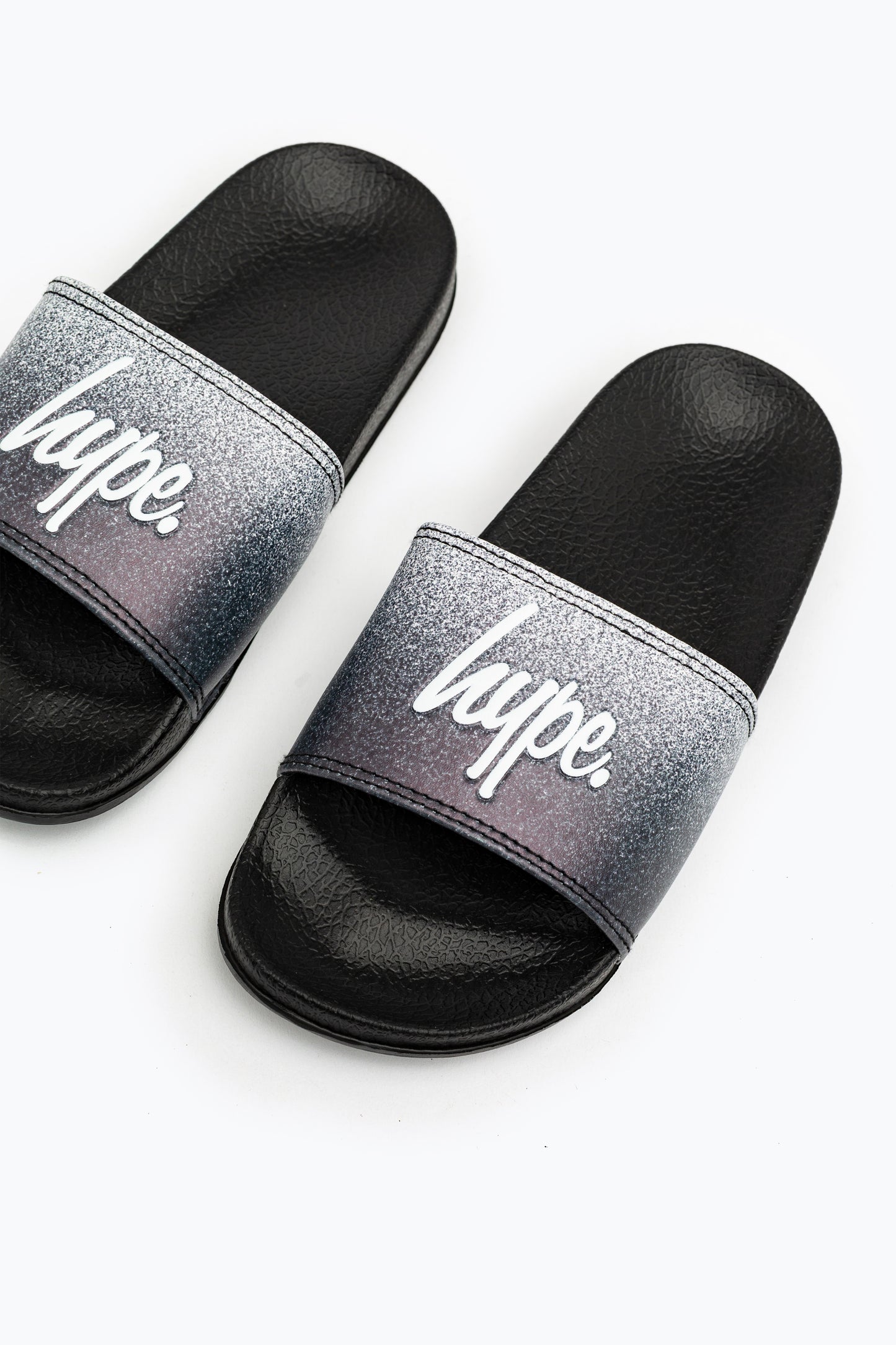 Hype Black Speckle Fade Kids Sliders