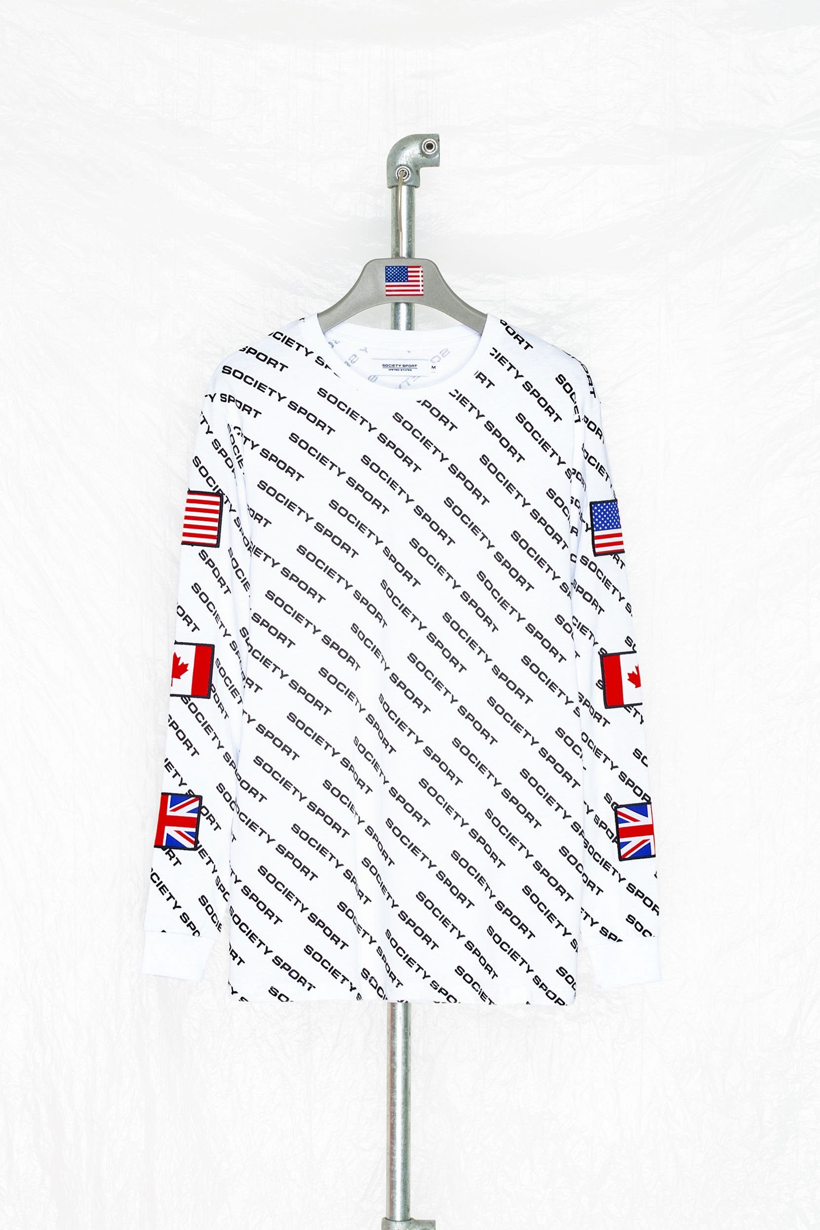 Society Sport All Over Logo White L/S T-Shirt