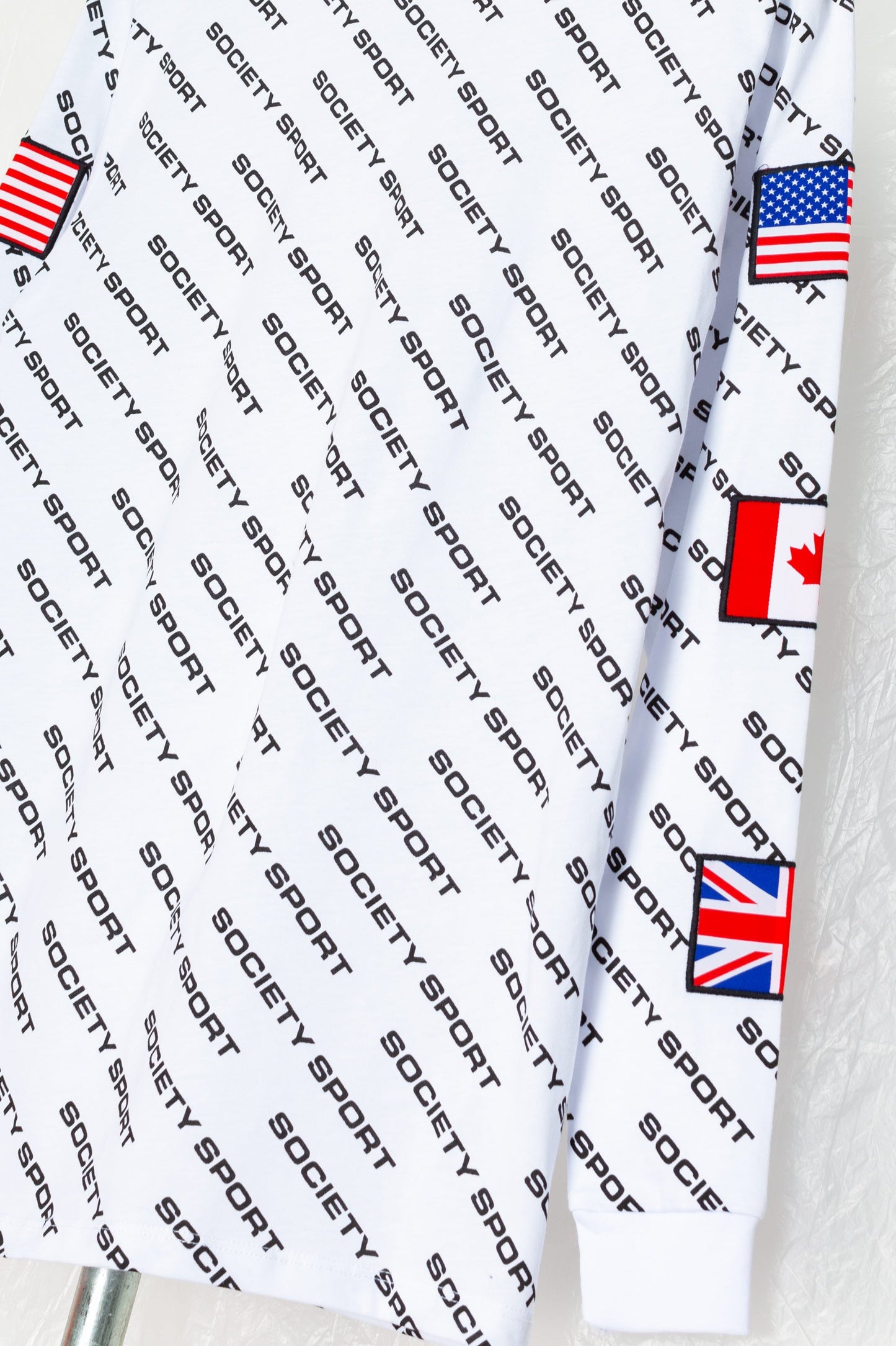 Society Sport All Over Logo White L/S T-Shirt
