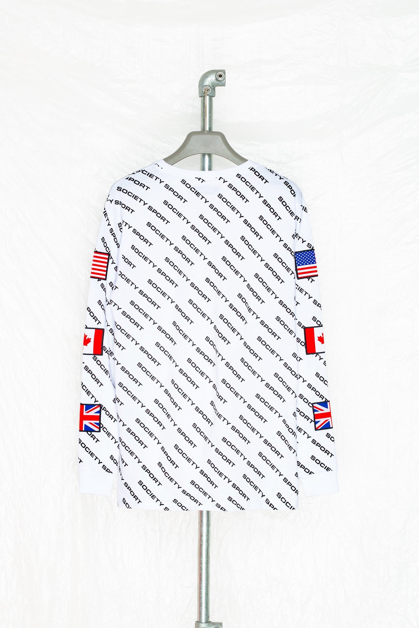 Society Sport All Over Logo White L/S T-Shirt