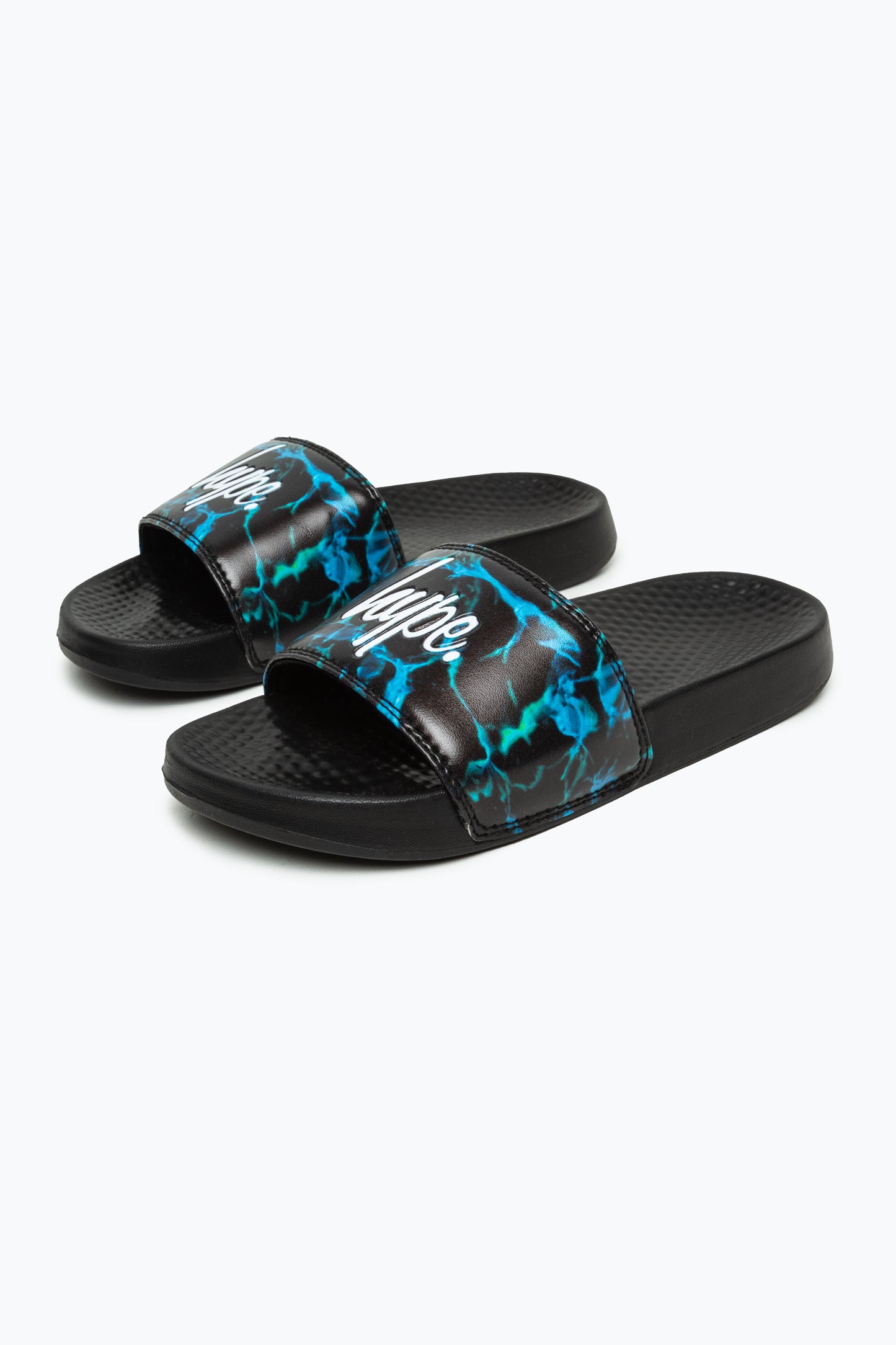 Hype Kids Unisex Blue Pool Fade Script Sliders