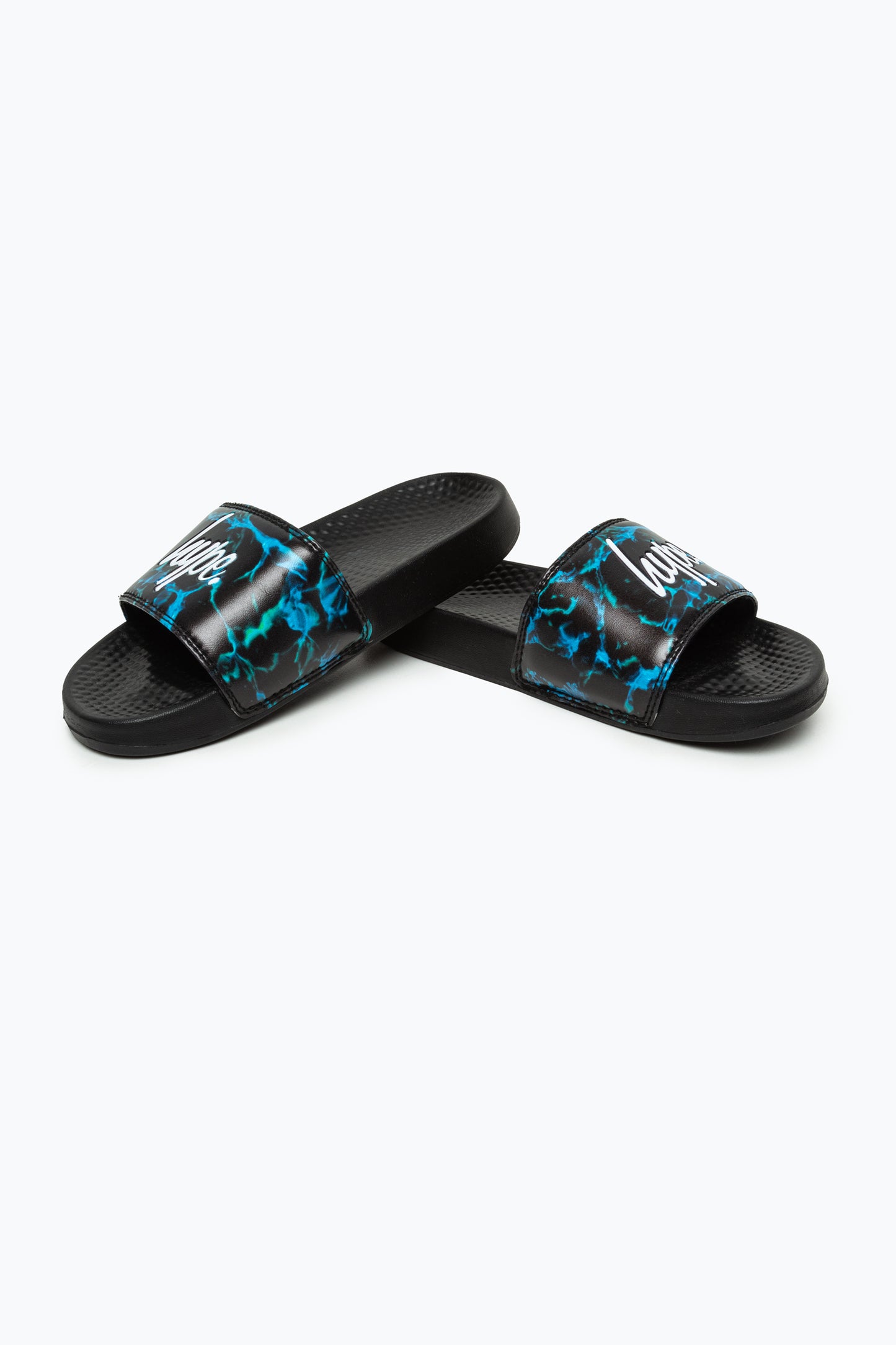 Hype Kids Unisex Blue Pool Fade Script Sliders