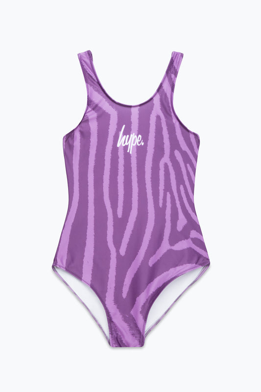 Hype Girls Purple Zebra Swimsuit