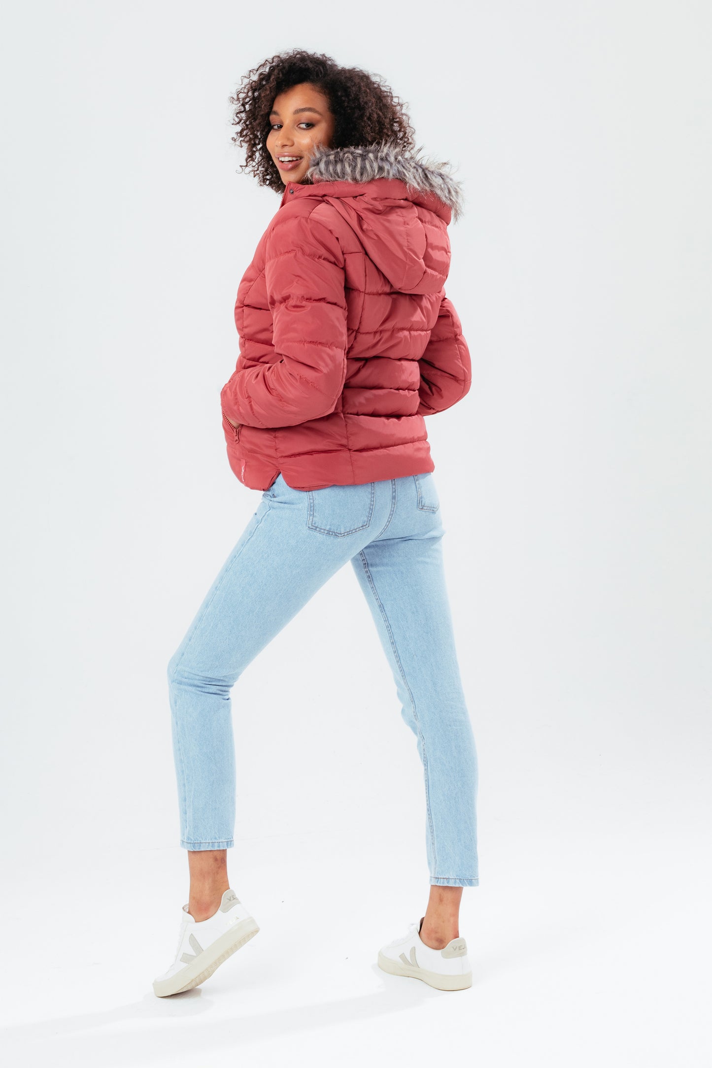 Hype Rosy Short Length Women'S Padded Coat With Fur