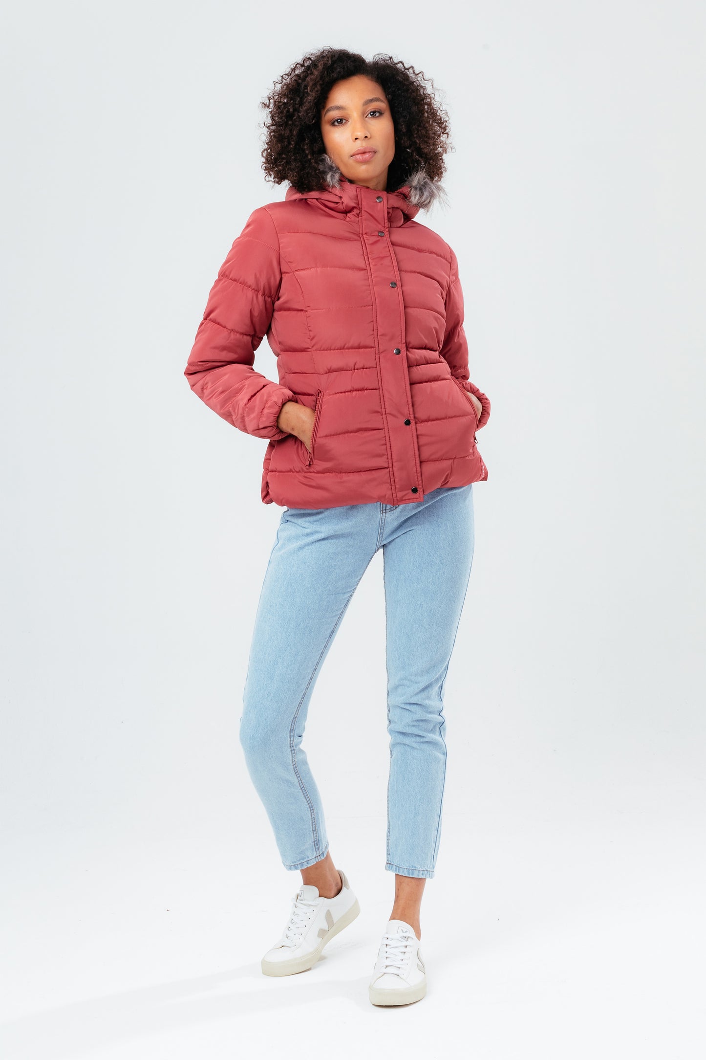 Hype Rosy Short Length Women'S Padded Coat With Fur