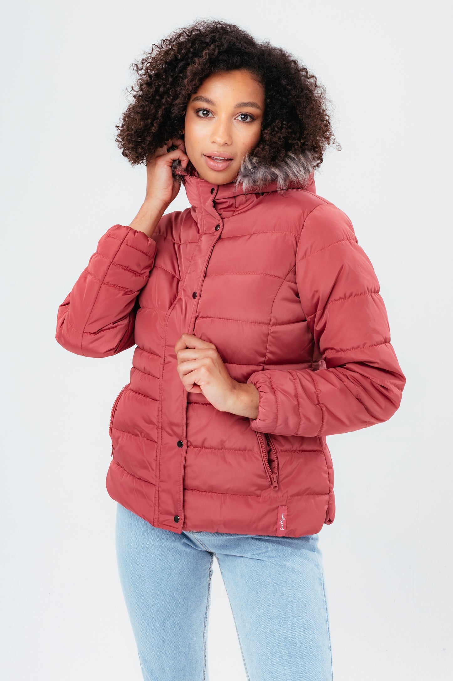 Hype Rosy Short Length Women'S Padded Coat With Fur