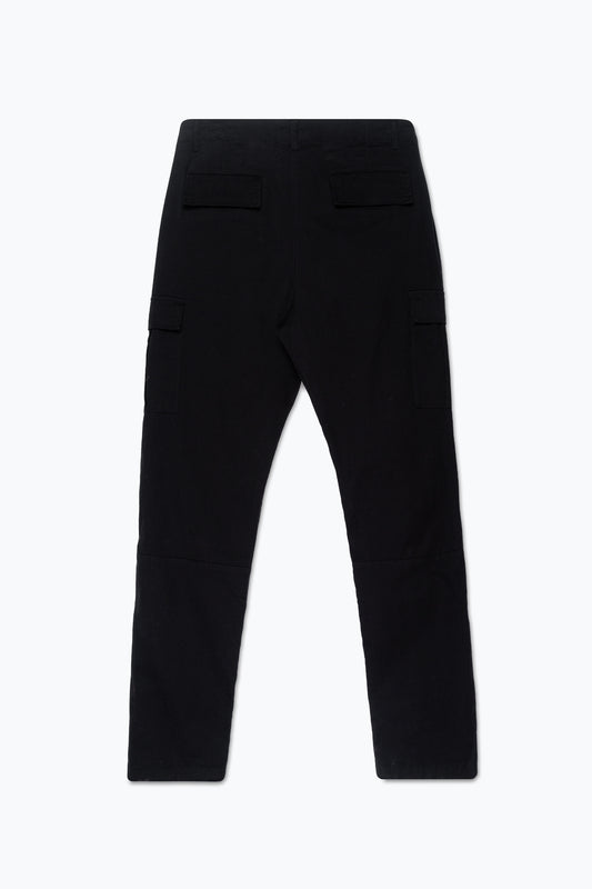 HYPE MENS BLACK STRETCH CARGO TROUSERS