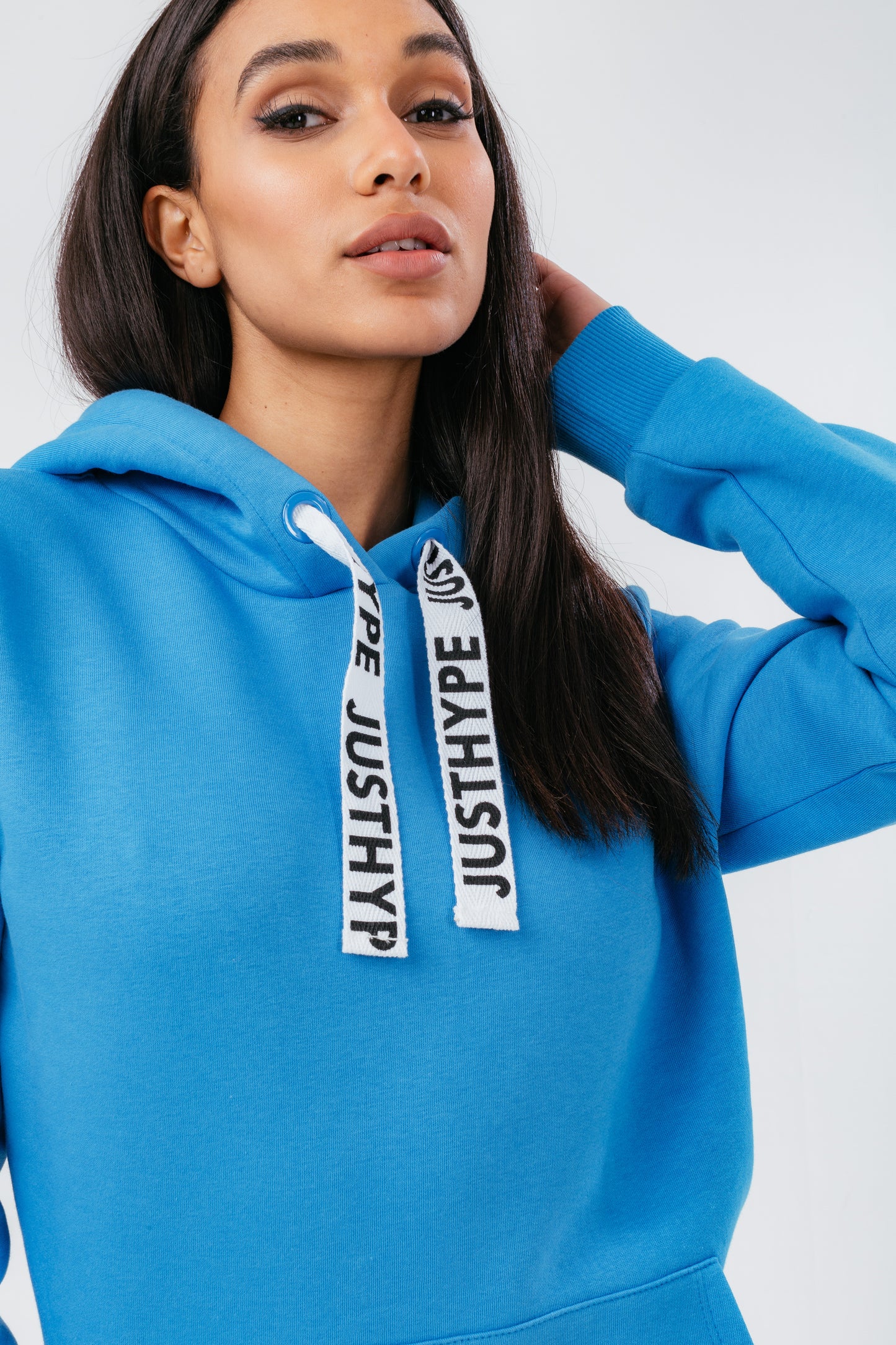 Hype Blue Branded Drawstring Women'S Hoodie