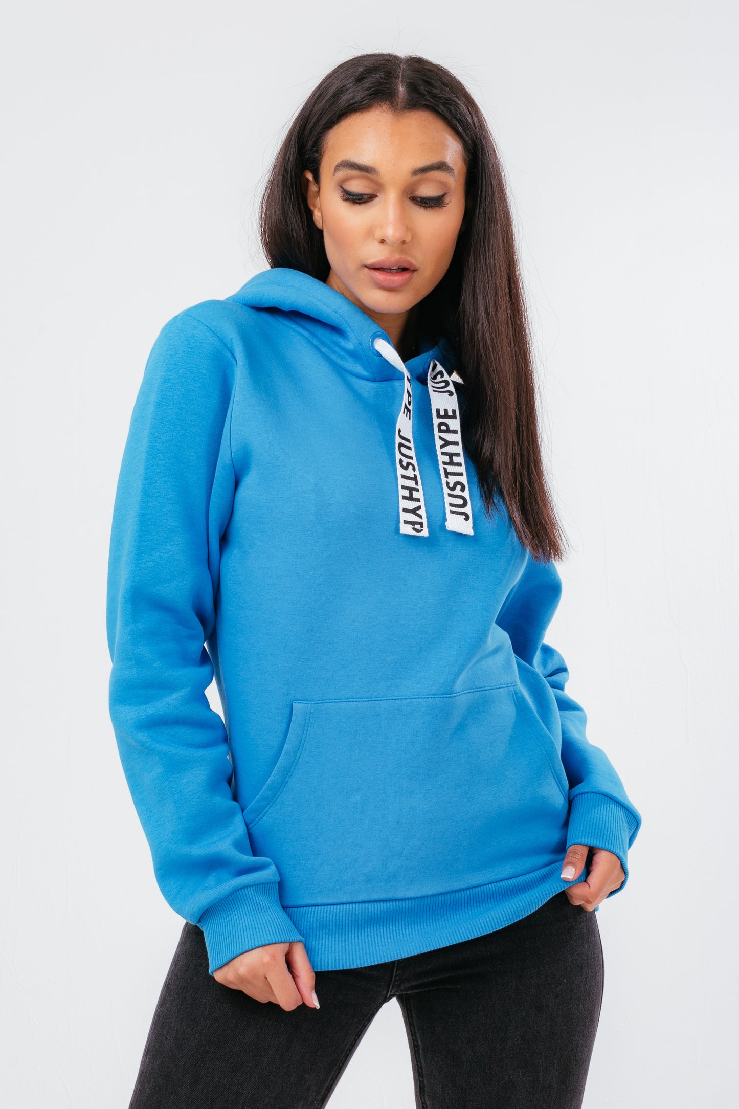 Hype Blue Branded Drawstring Women'S Hoodie