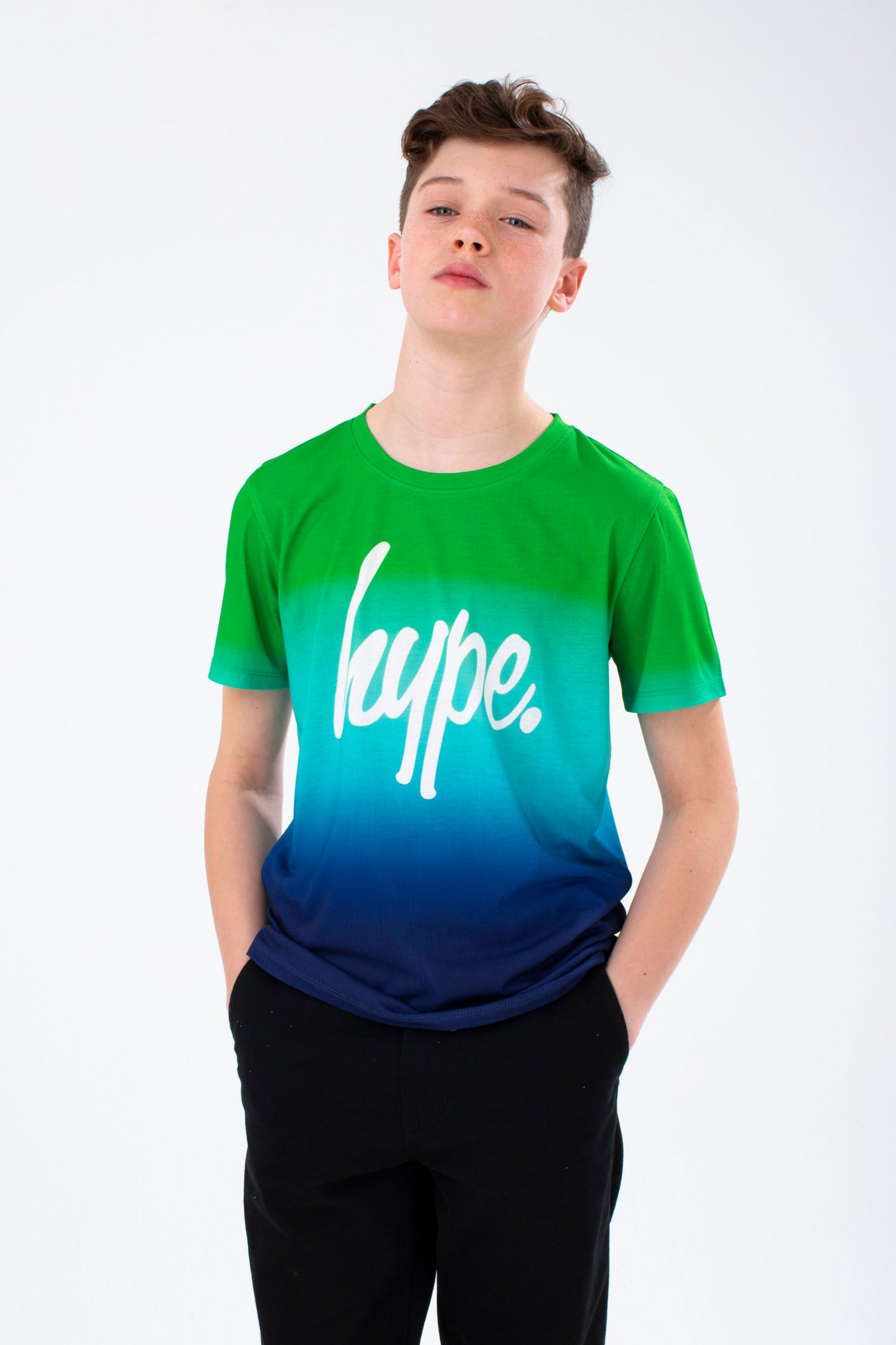 Hype Boys Green Fade Pool Navy 3 Pack Of T-Shirts