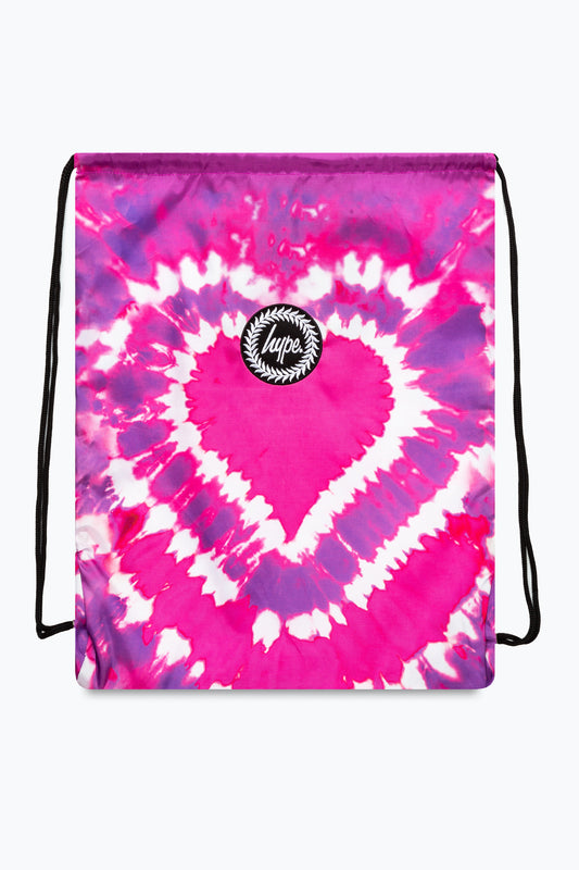 Hype Pink Heart Hippy Tie Dye Drawstring Bag