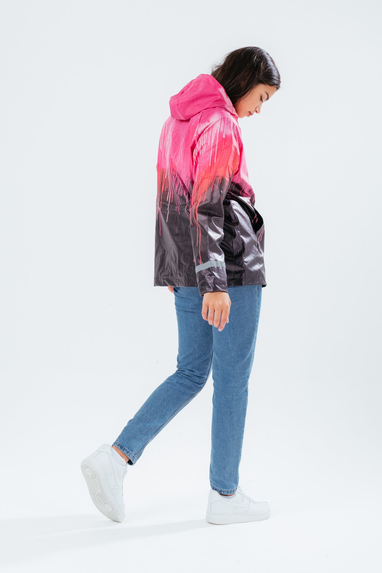 Hype Pink Drip Girls Rain Coat