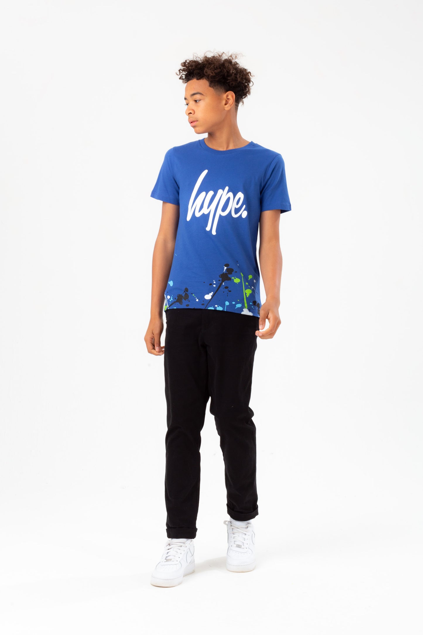 Hype Boys Cobalt White Splat Script T-Shirt