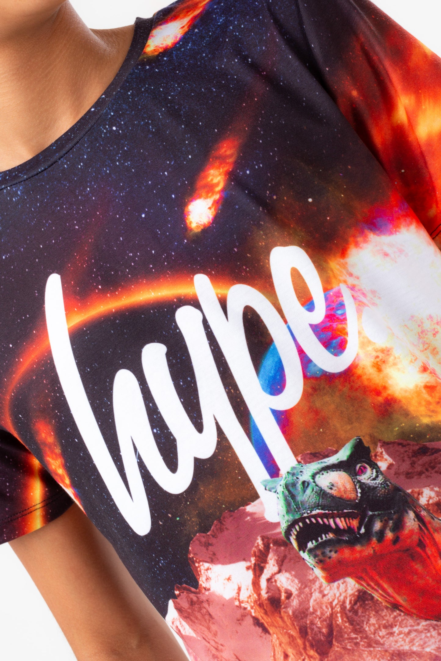 Hype Boys Red Dinosaur Meteor Script T-Shirt