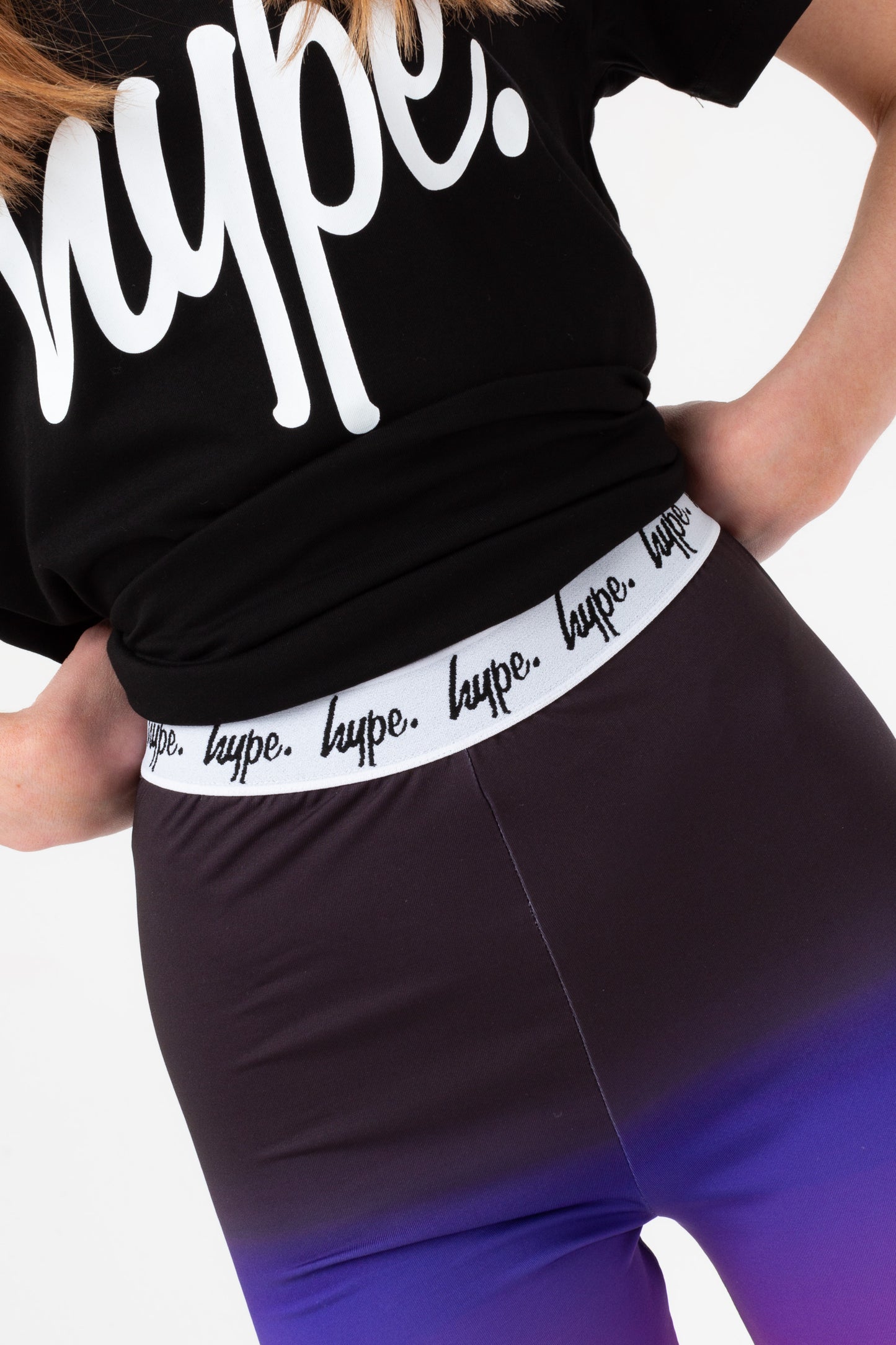 Hype Girls Purple Fade Foil Script Leggings