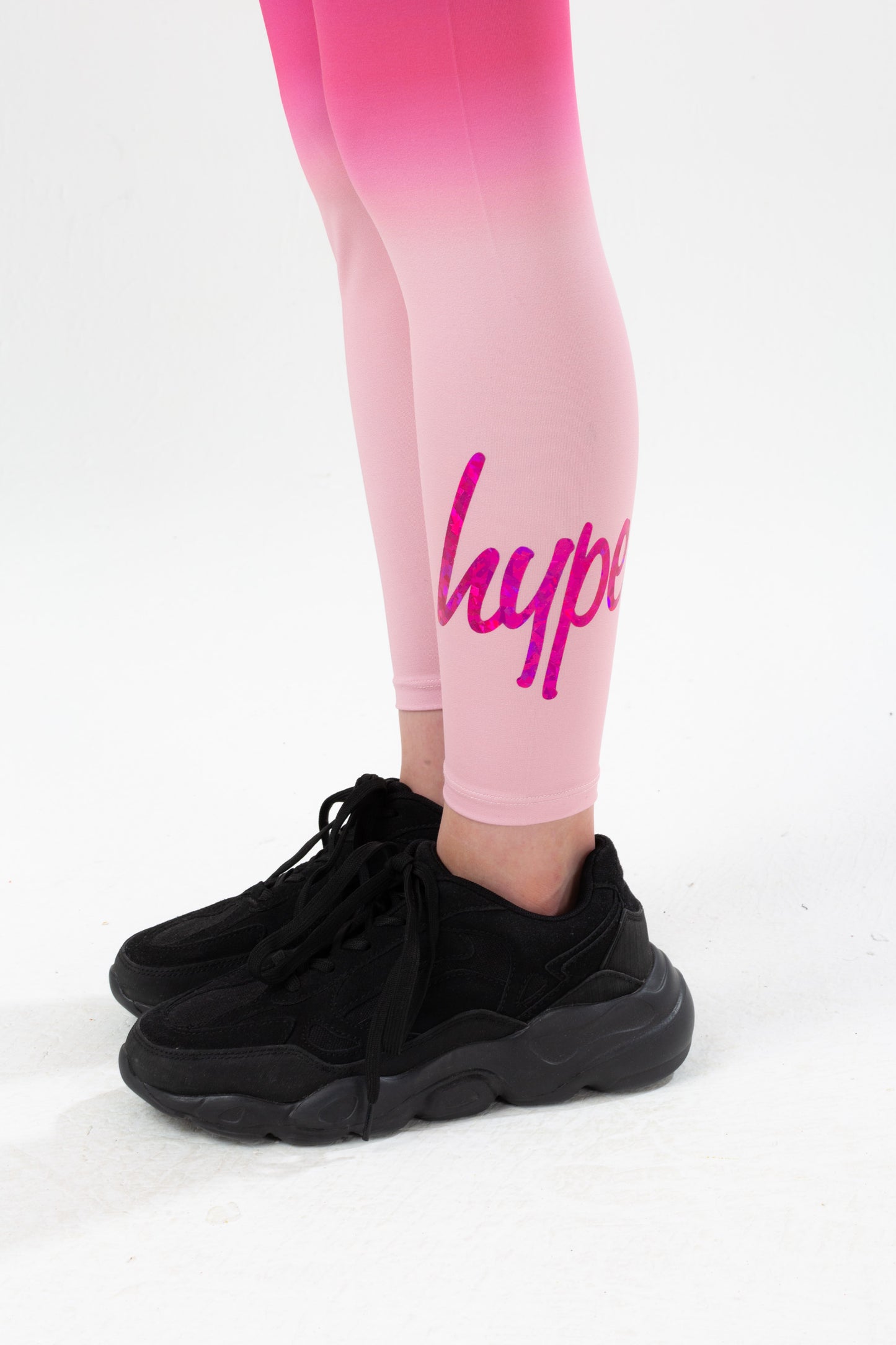 Hype Girls Purple Fade Foil Script Leggings