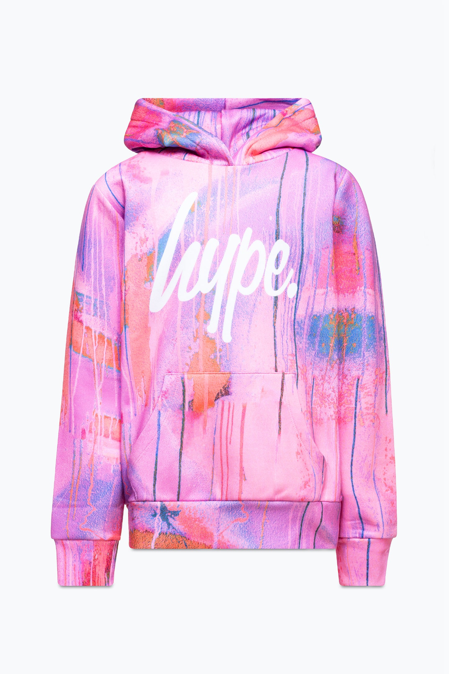 Hype Girls Pink Spray Drip Script Hoodie