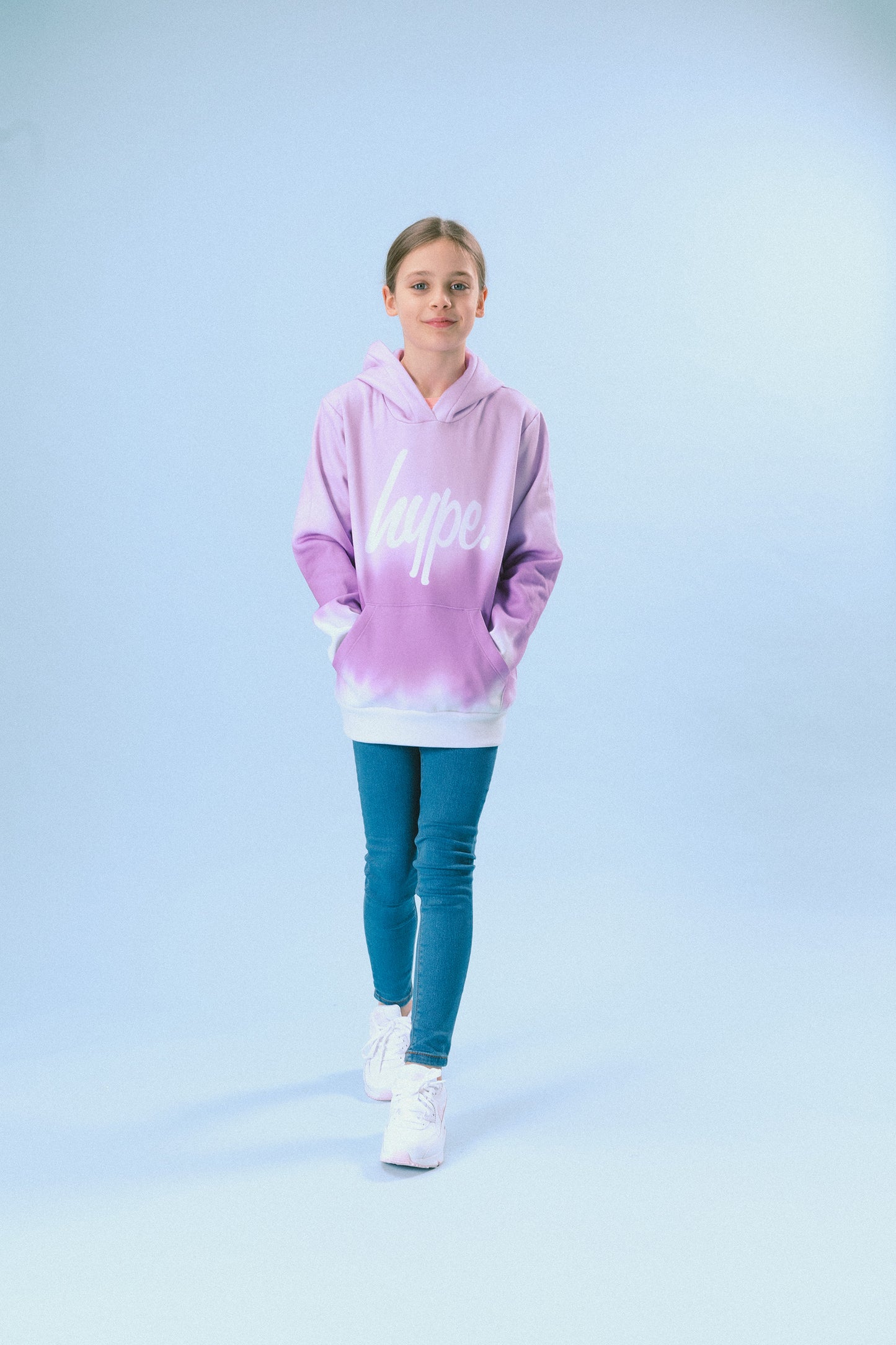 Hype Girls Ombre Pink Blur Script Hoodie