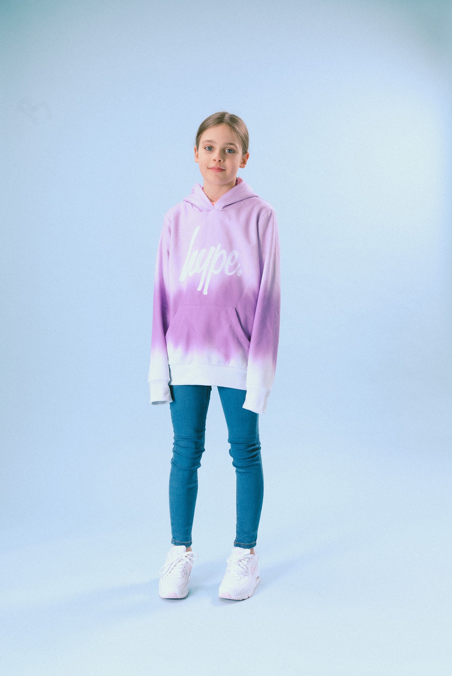 Hype Girls Ombre Pink Blur Script Hoodie