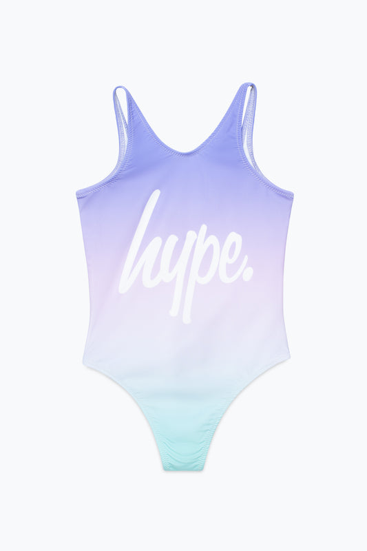 Hype Girls Aqua Fade Script Swimsuit