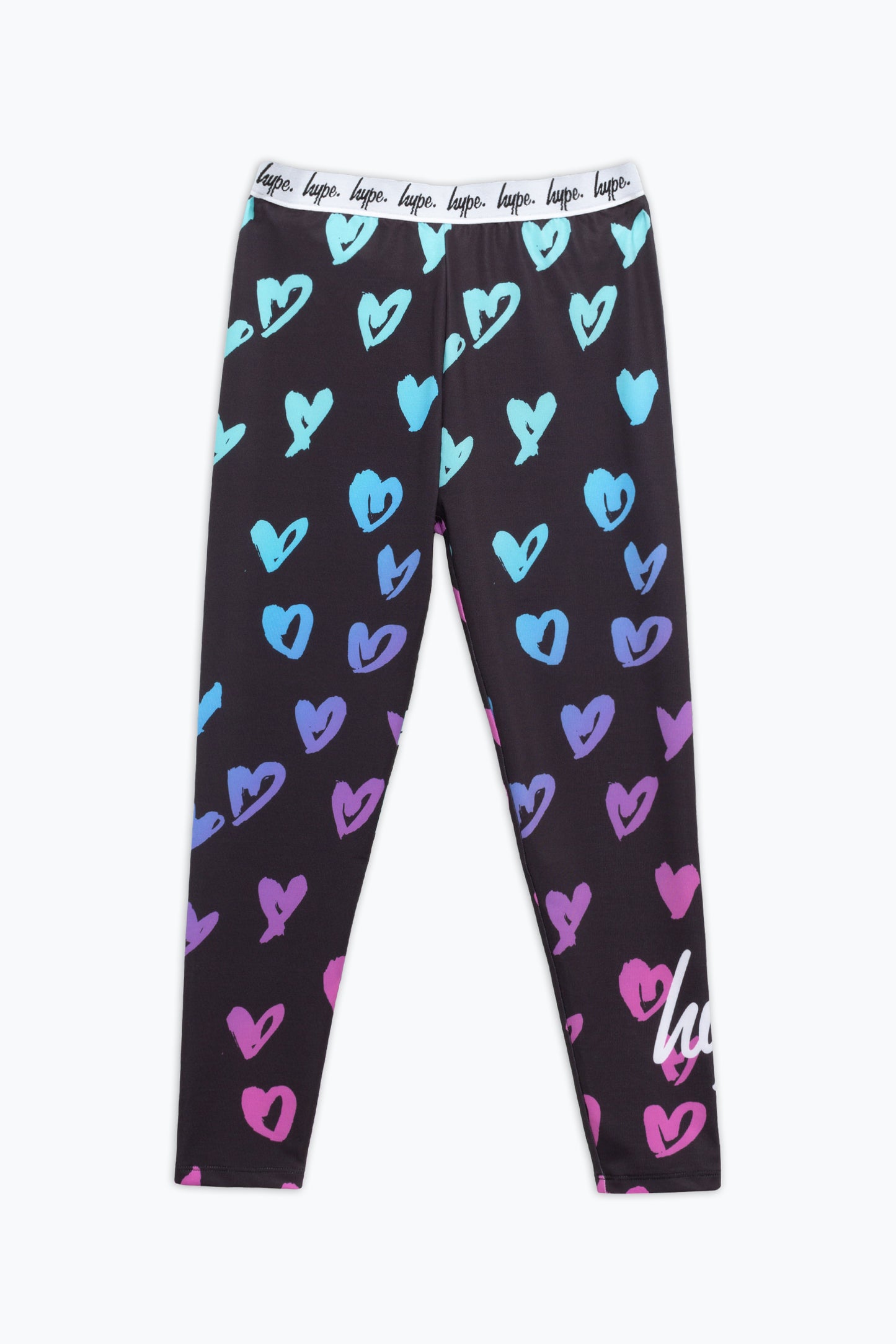 Hype Girls Scribble Heart Pink Script Leggings