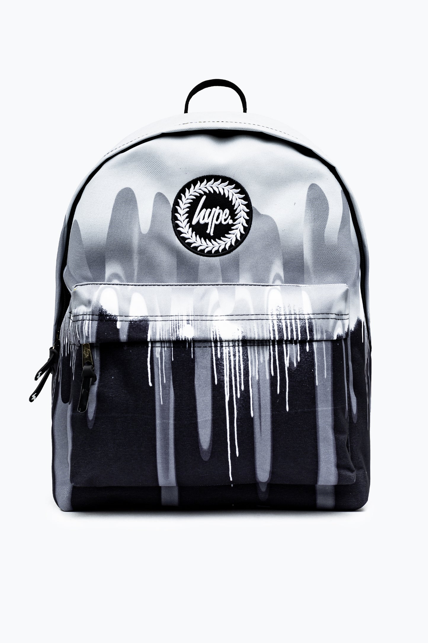 Hype Unisex Mono Gradient Drips Crest Backpack