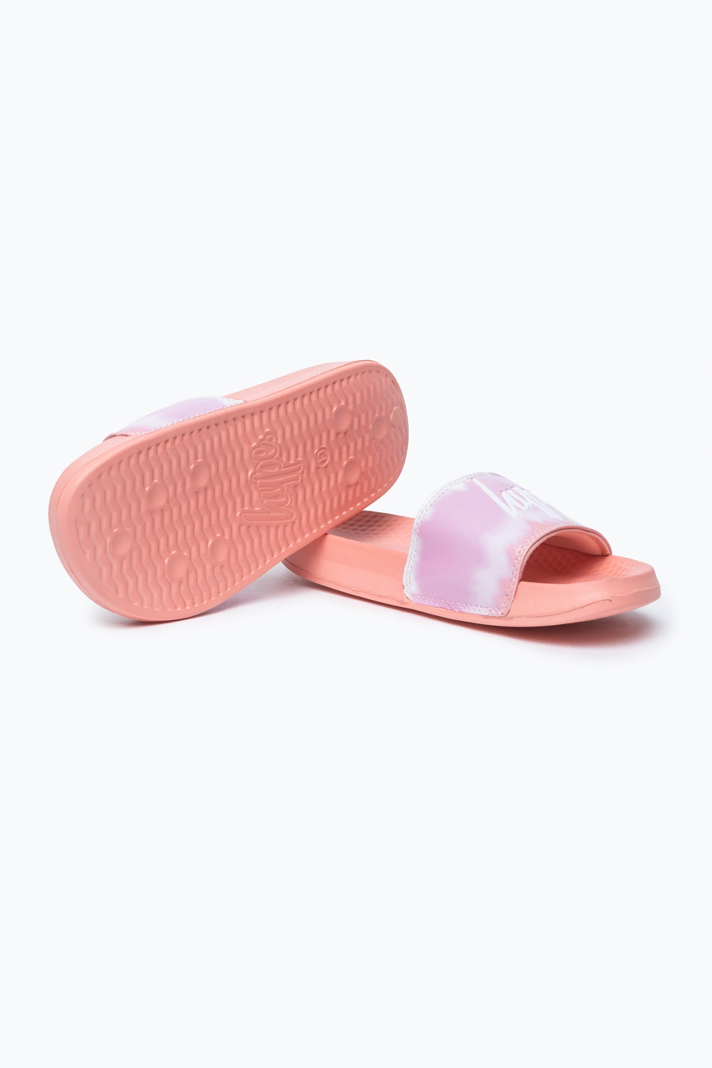 Hype Kids Unisex Ombre Peach Blur Script Sliders