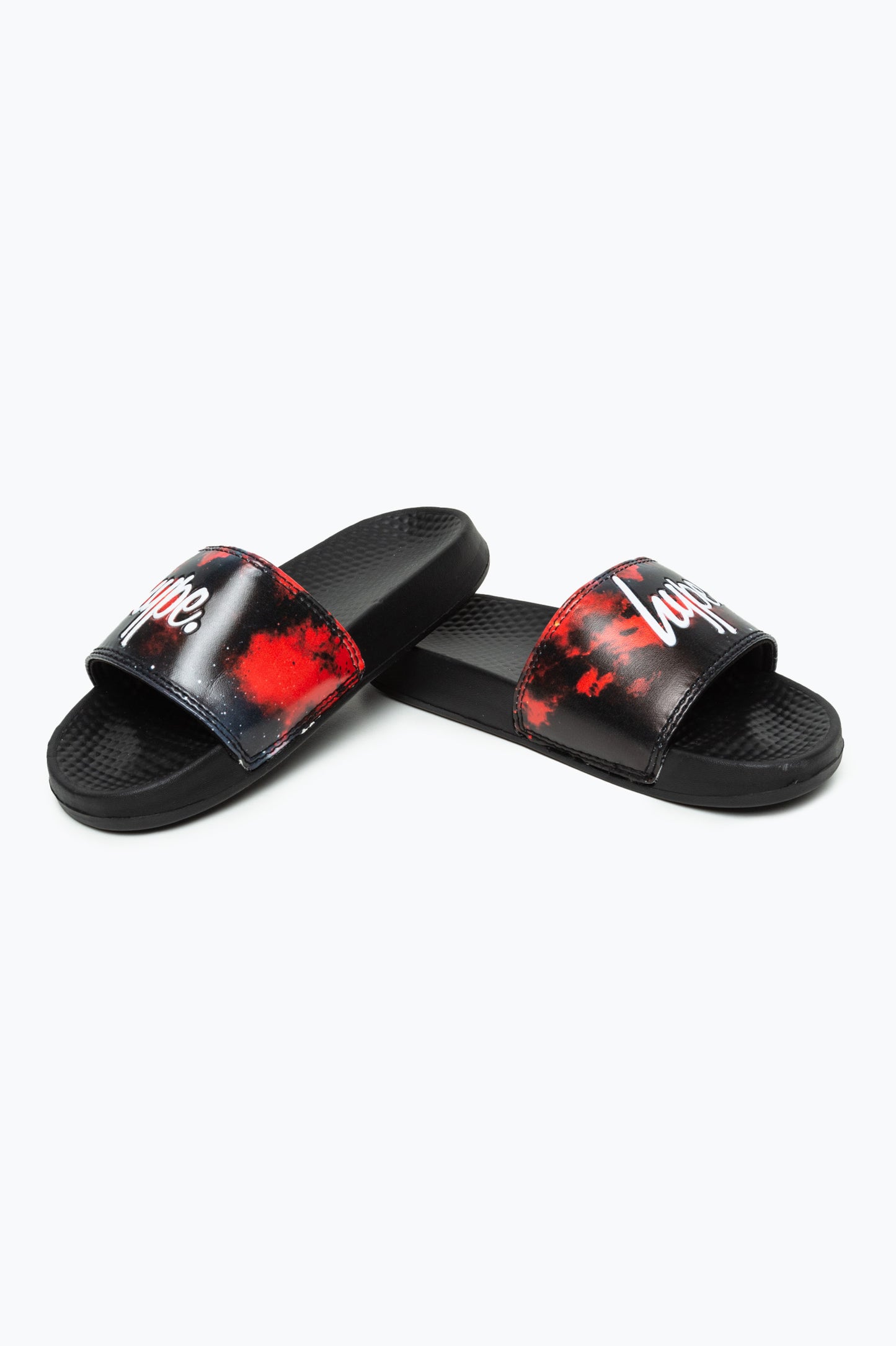 Hype Kids Unisex Black Red Sky Script Sliders