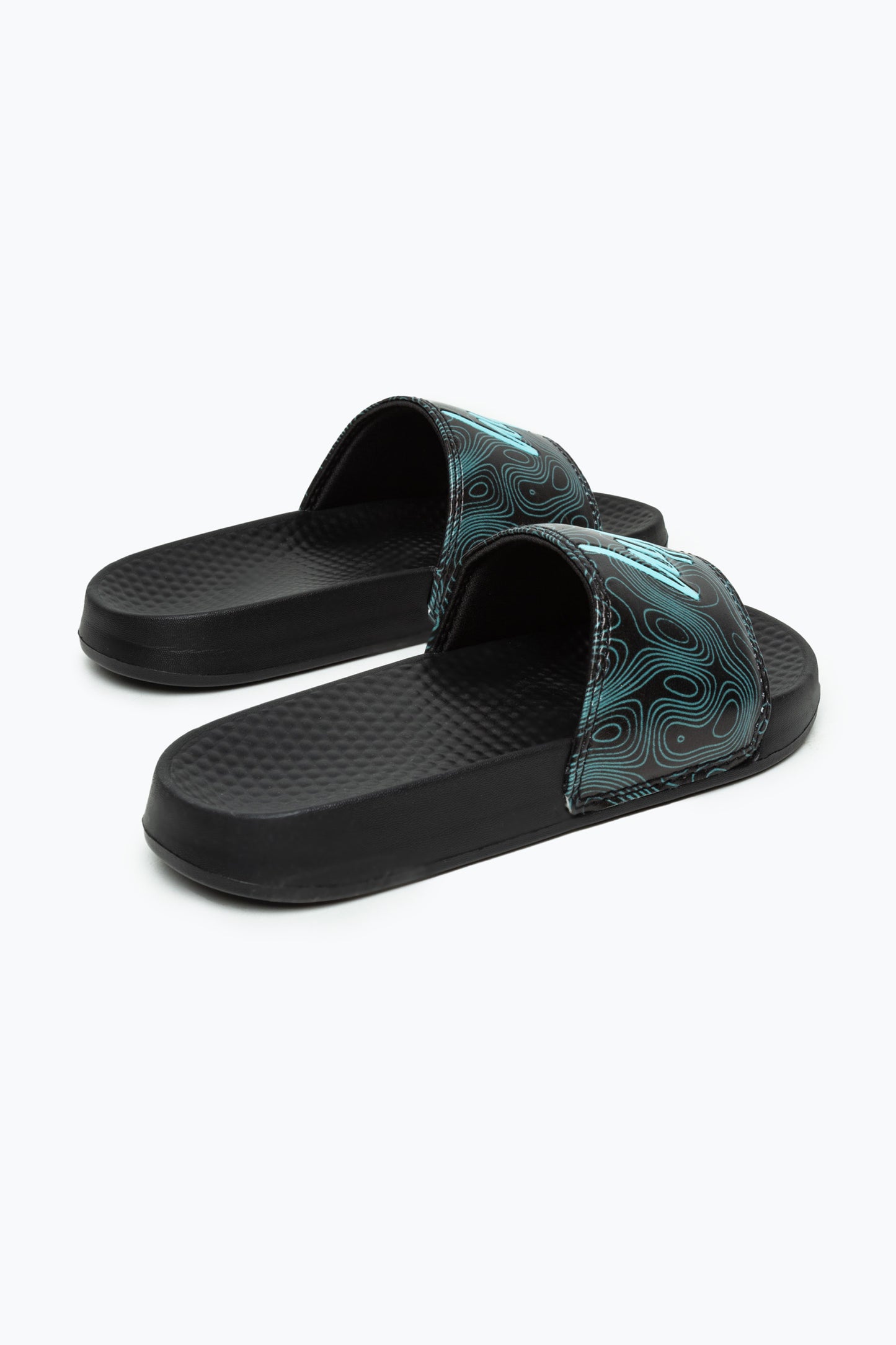 Hype Kids Unisex Black Topographic Mini Script Sliders