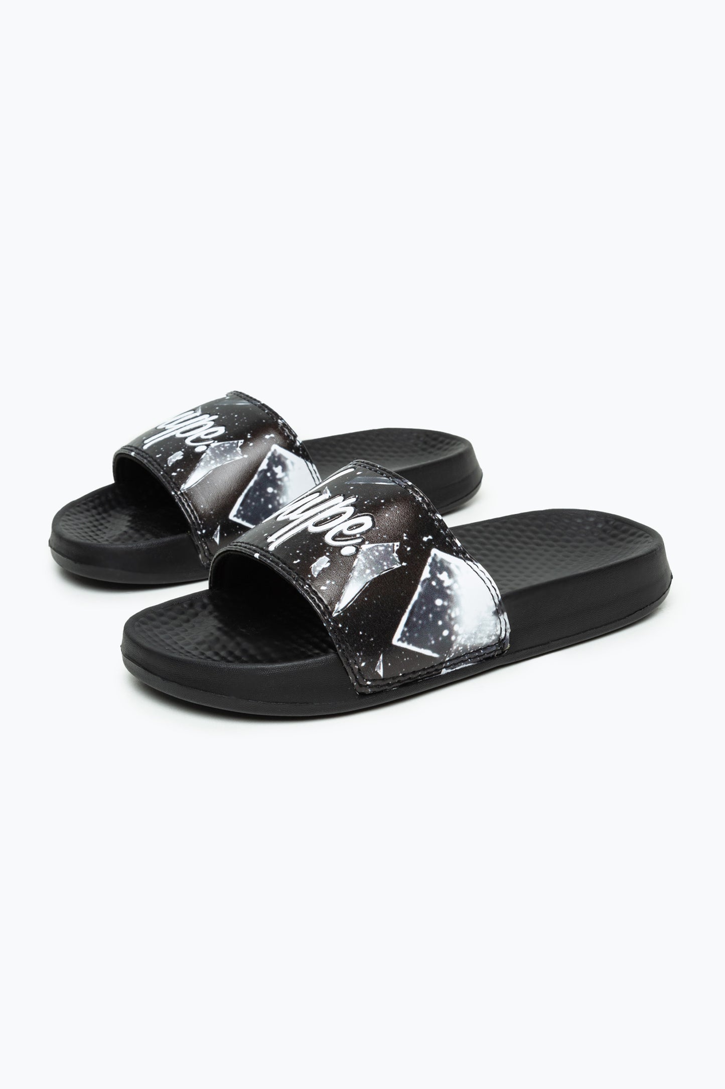 Hype Kids Unisex Black Explosion Mini Script Sliders