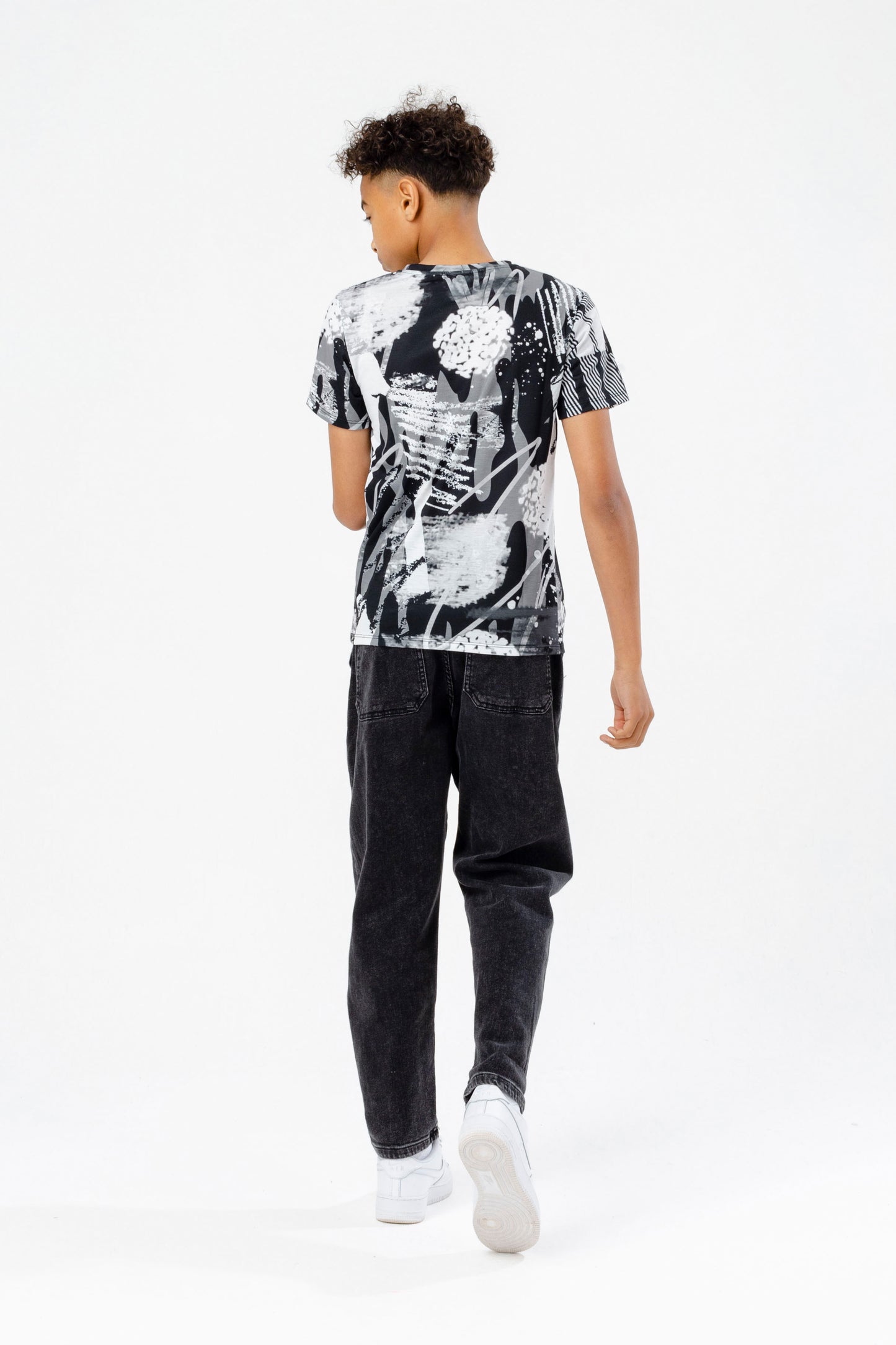 Hype Boys Black Mono Scribble Script T-Shirt