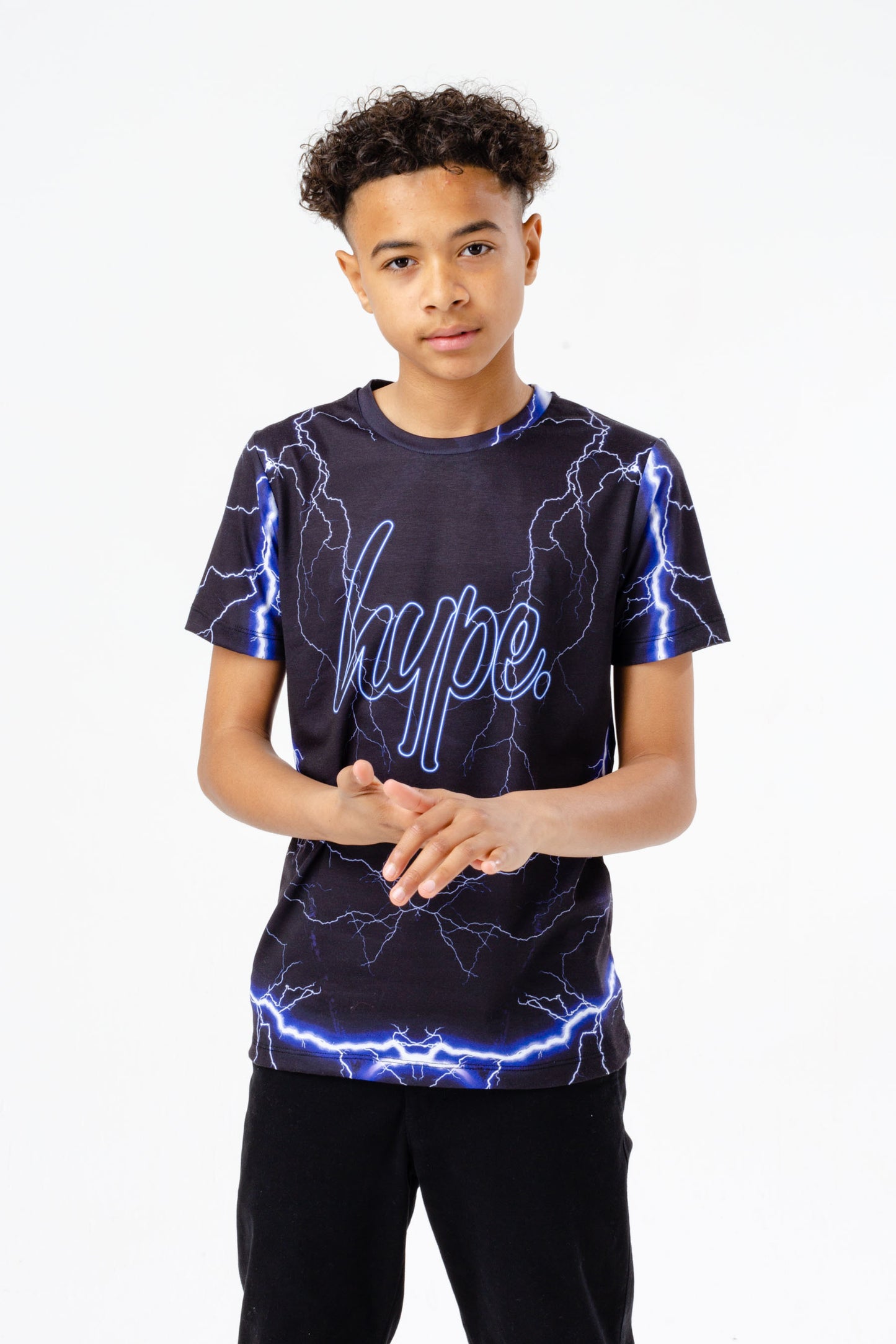 Hype Boys Black Lightning Script T-Shirt