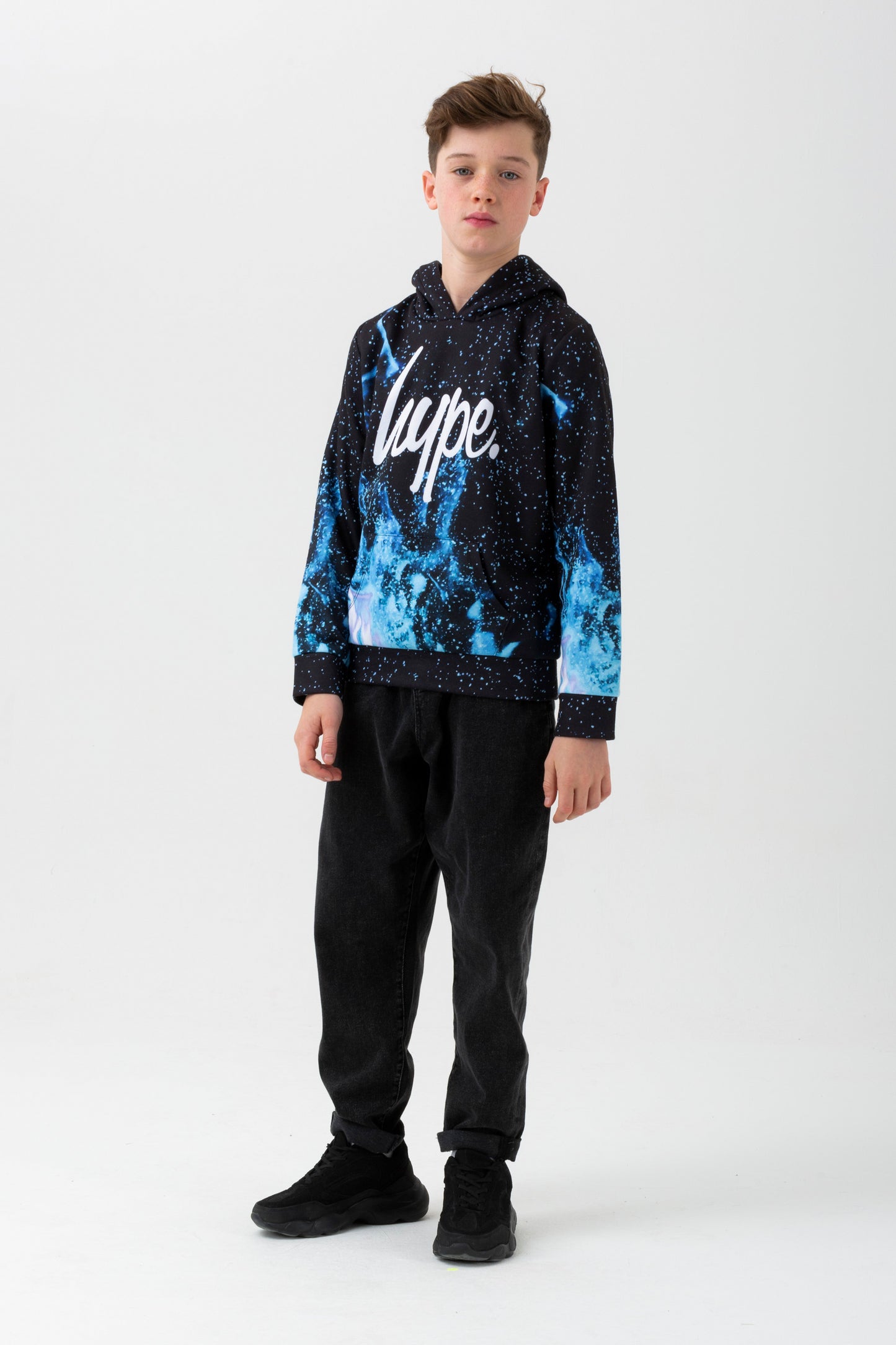 Hype Boys Blue Fire Script Hoodie