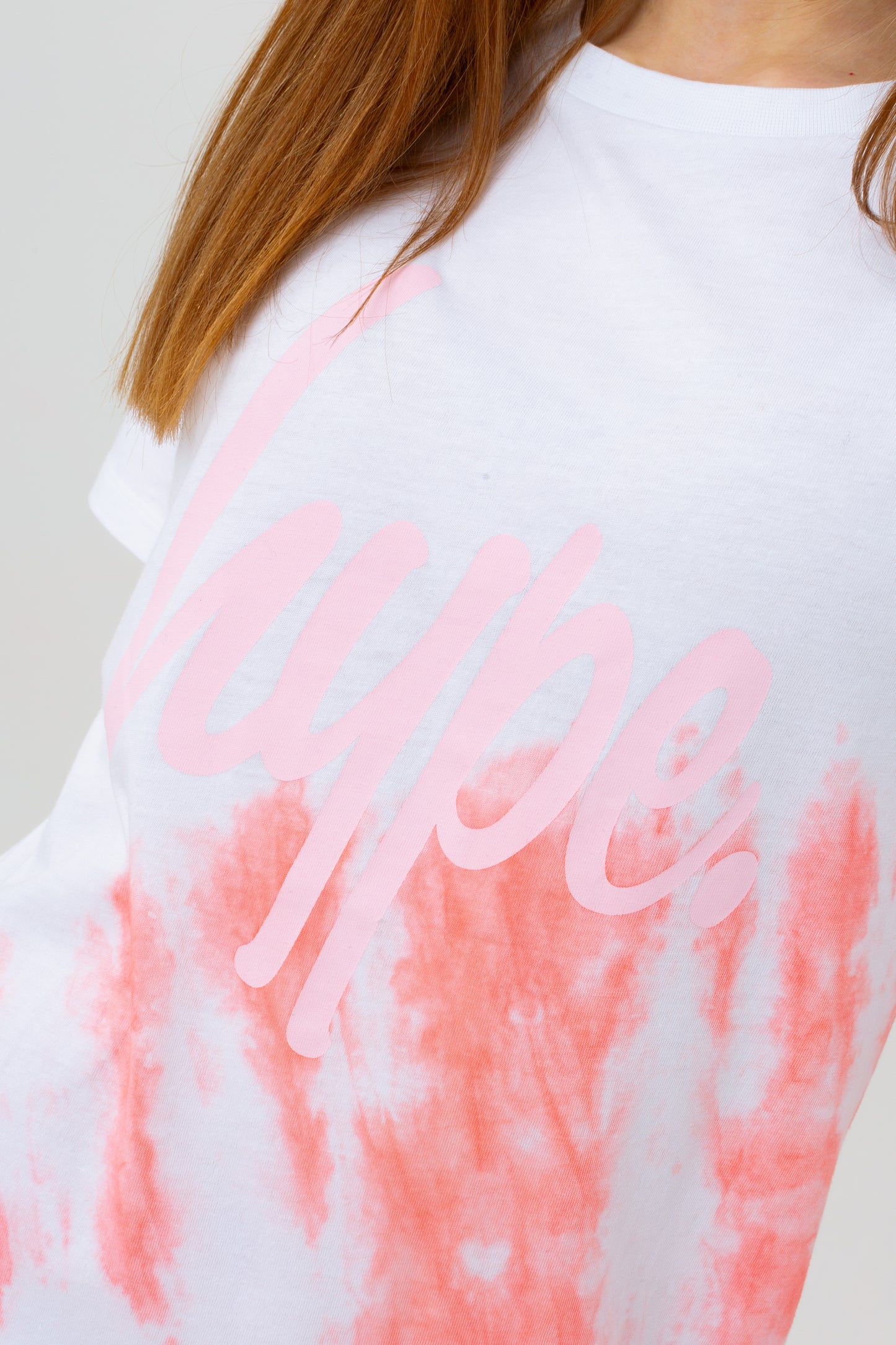 Hype Girls White Blush Dye Script Tee Dress