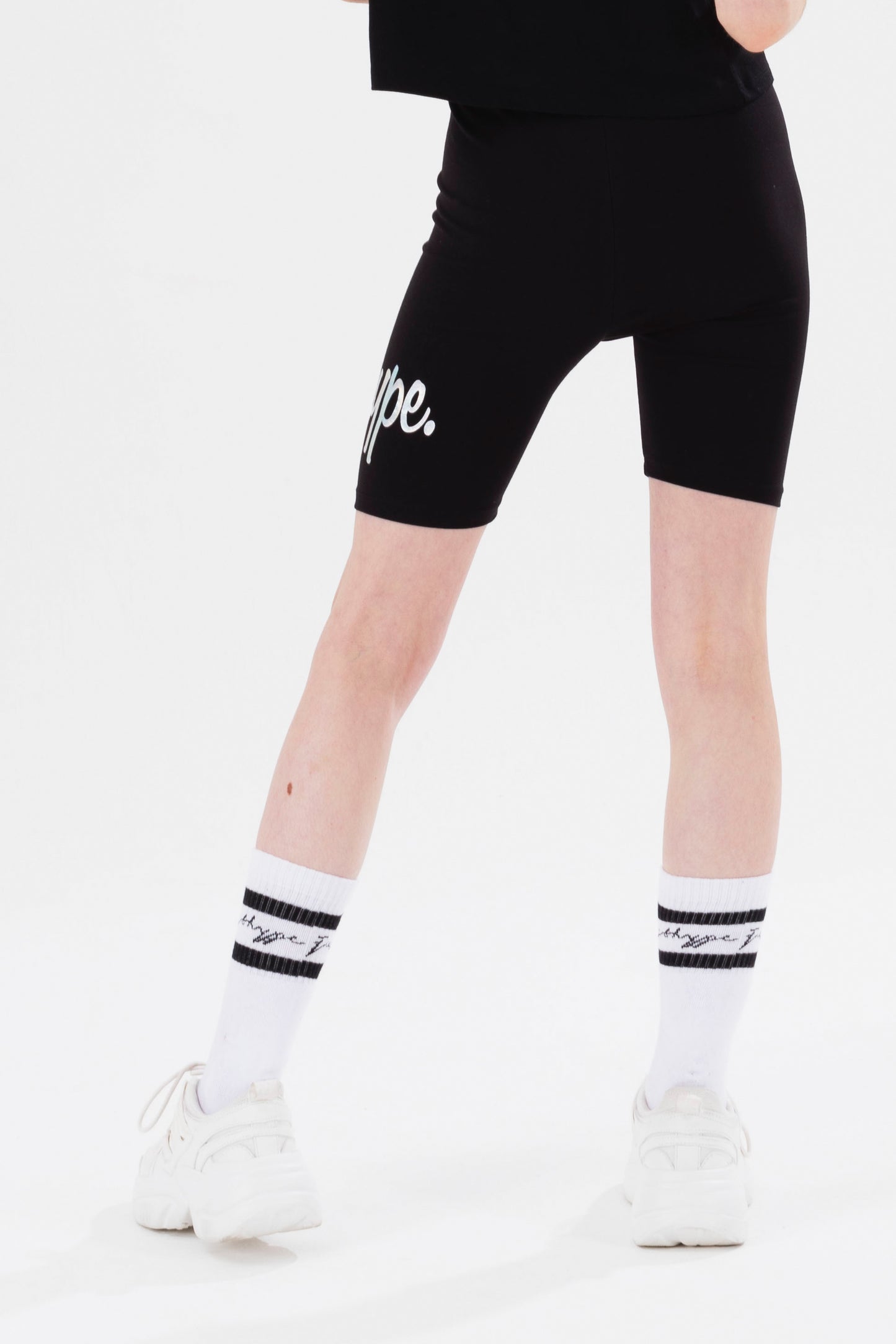 Hype Girls Black Fantasy Script Cycling Shorts