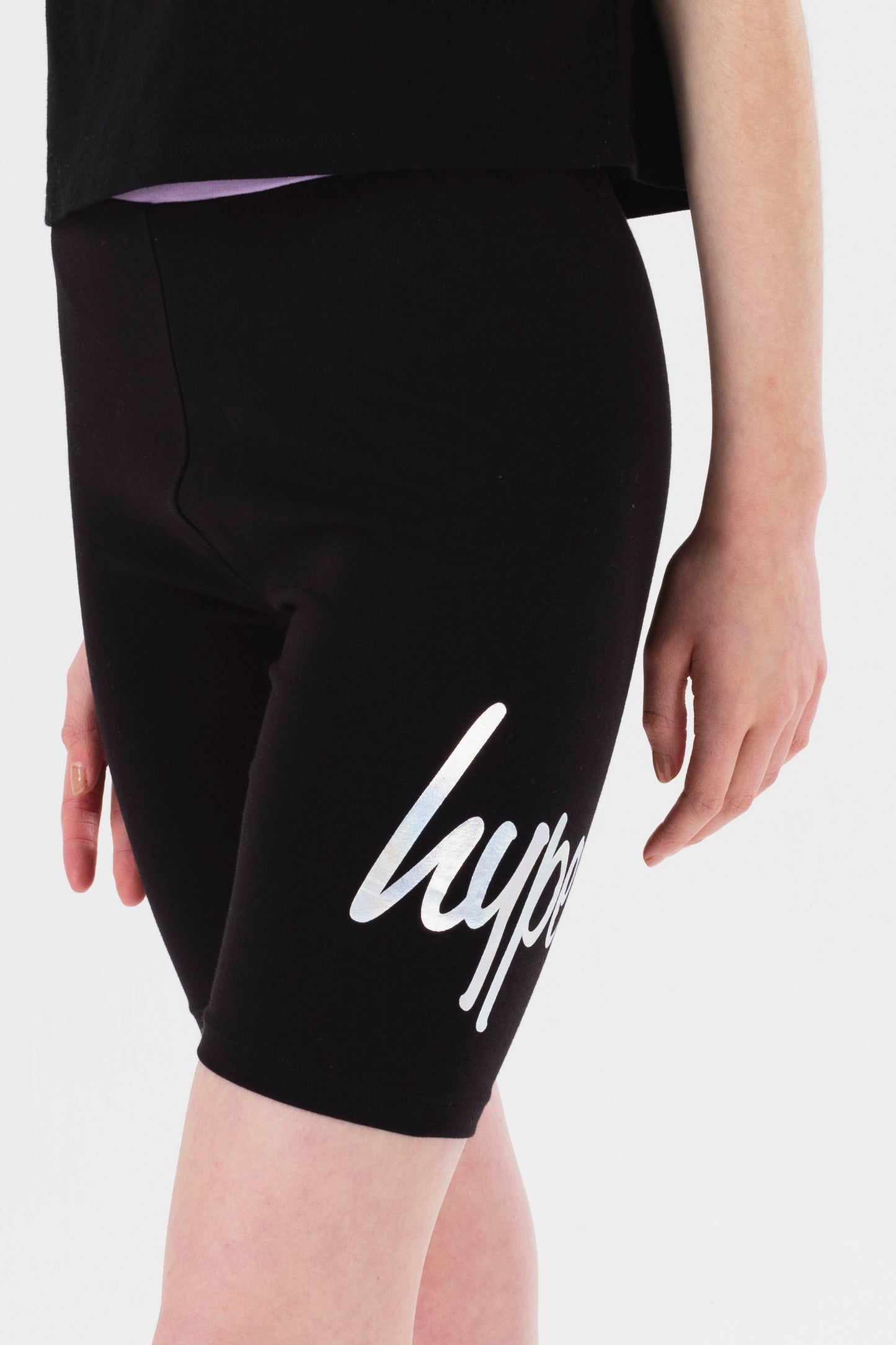 Hype Girls Black Fantasy Script Cycling Shorts