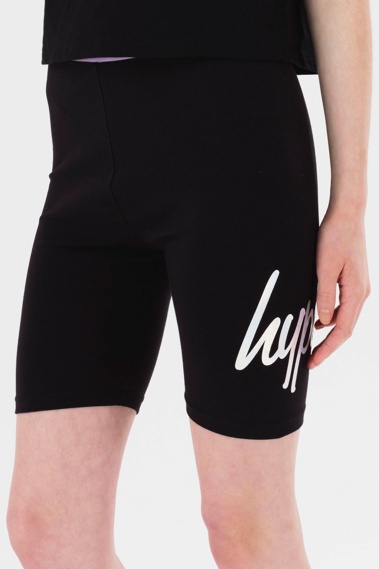 Hype Girls Black Fantasy Script Cycling Shorts