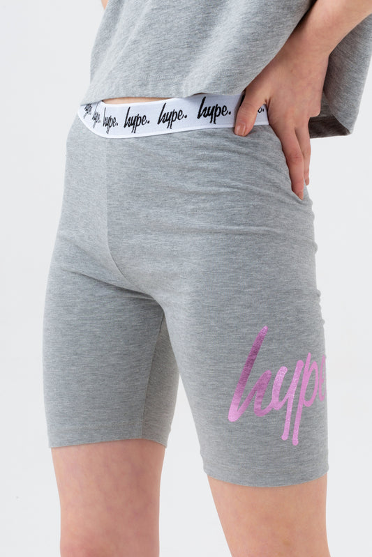 Hype Girls Grey Princess Script Cycling Shorts