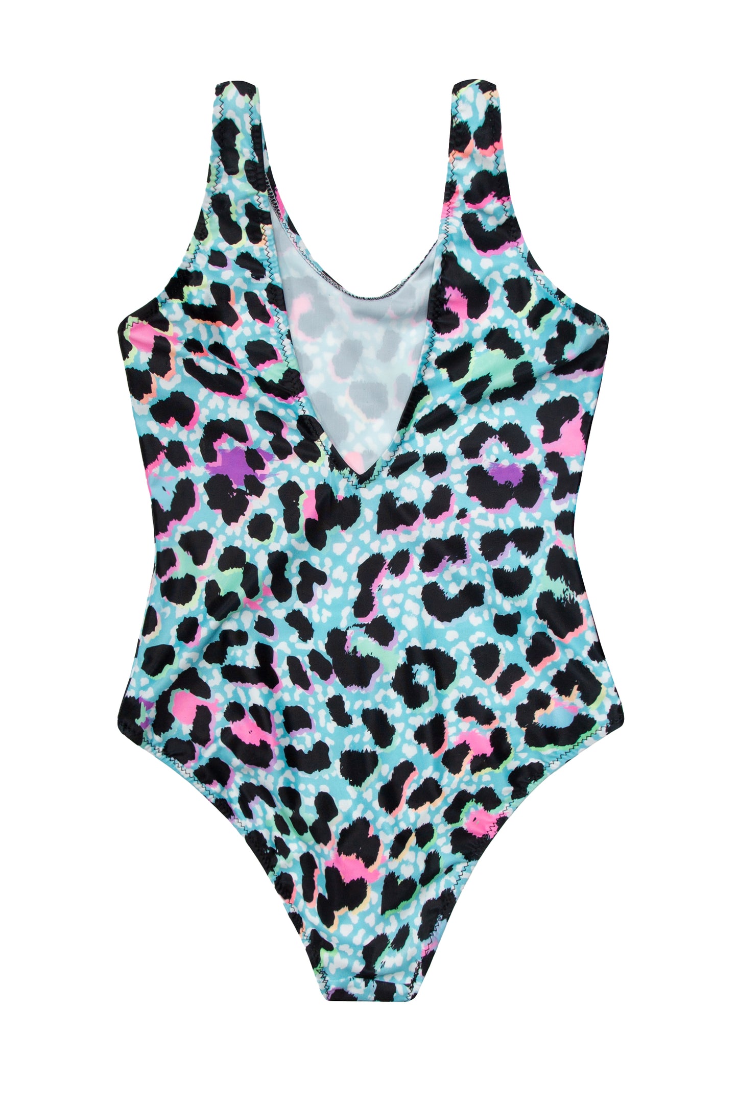 Hype Girls Blue Ice Leopard Script Swimsuit