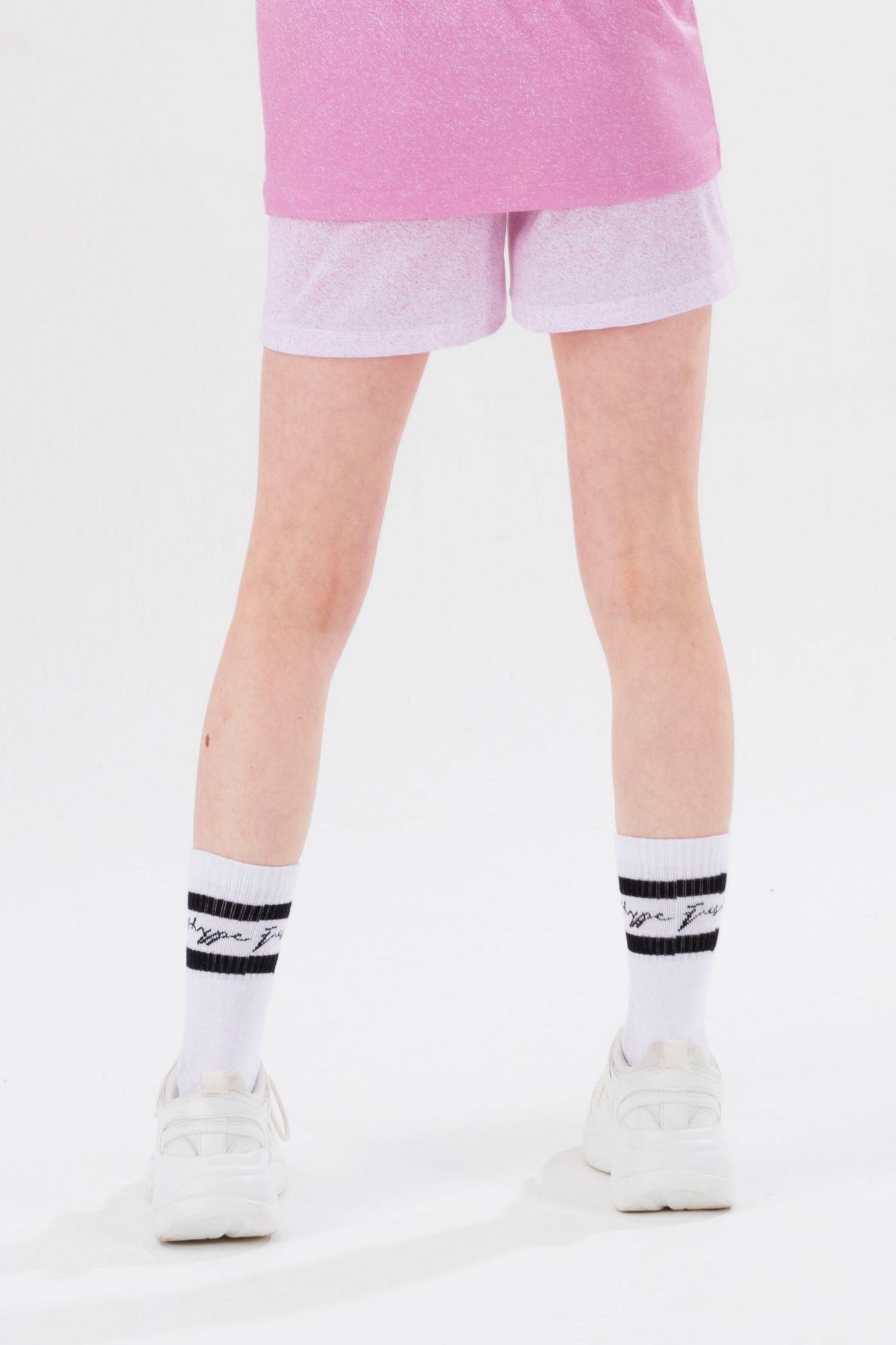 Hype Girls Pink Speckle Fade Script Shorts Pj'S