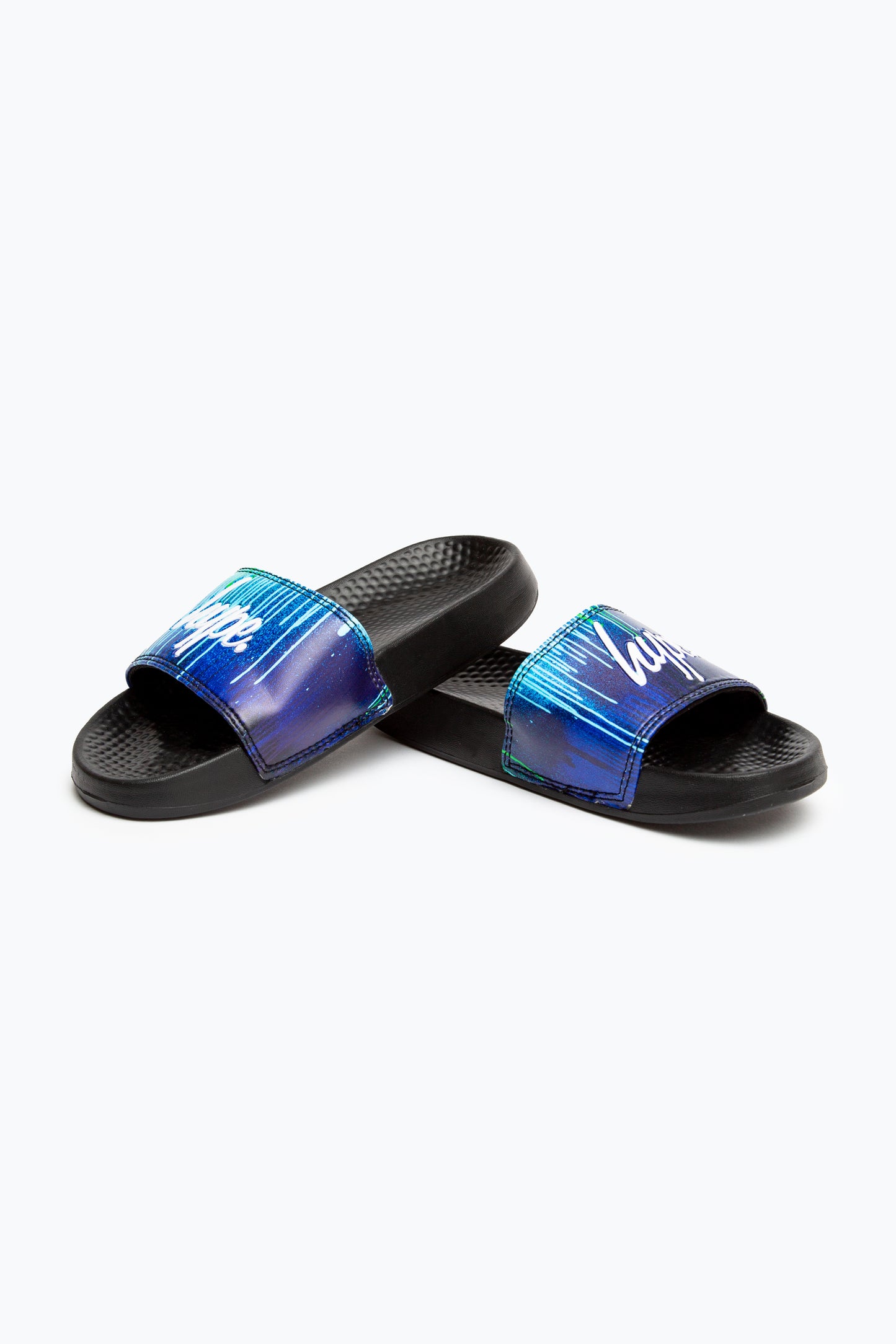 Hype Kids Unisex Black Pacific Drips Script Sliders