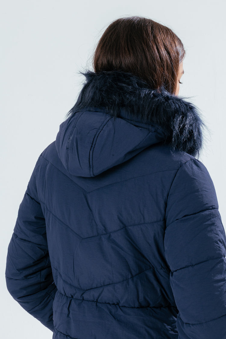 HYPE NAVY FITTED GIRLS PARKA JACKET